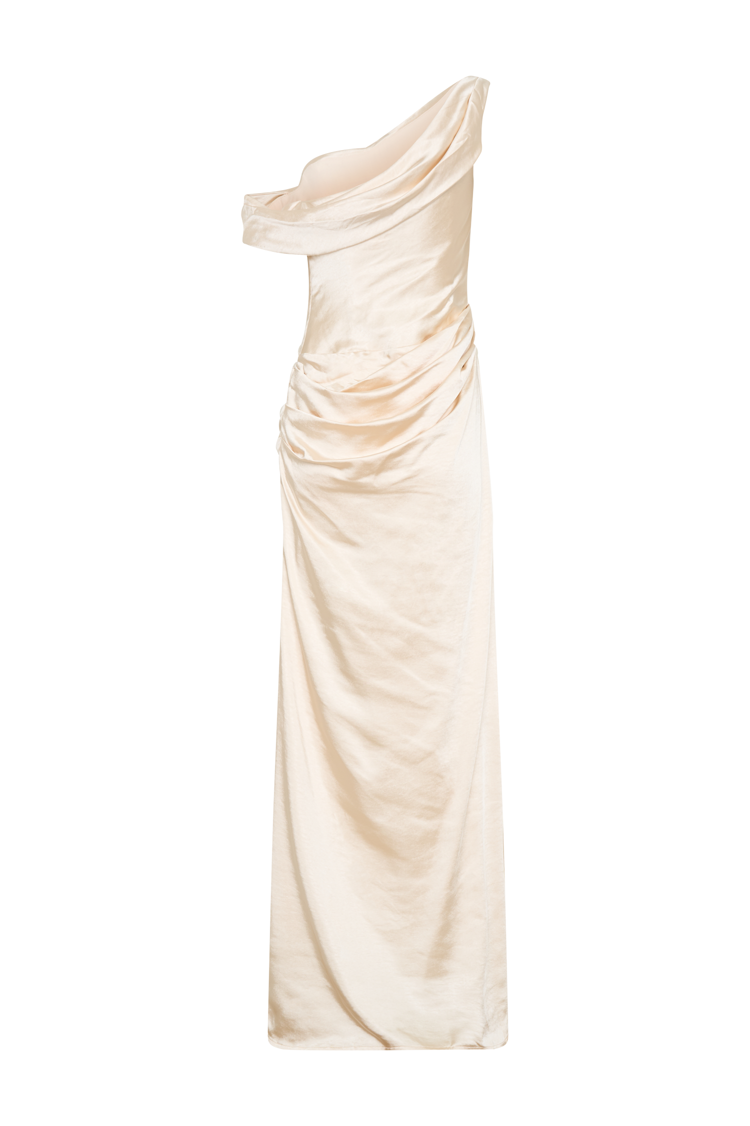 Dalia Off Shoulder Satin Maxi Dress - Blush Gold #10