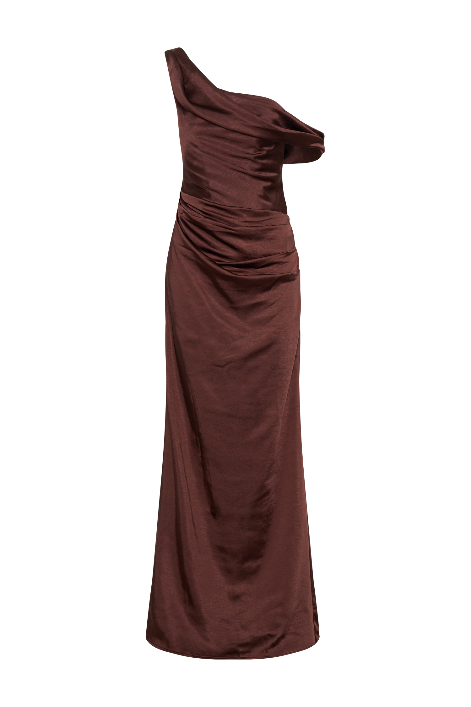 Dalia Off Shoulder Satin Maxi Dress - Dark Chocolate #14