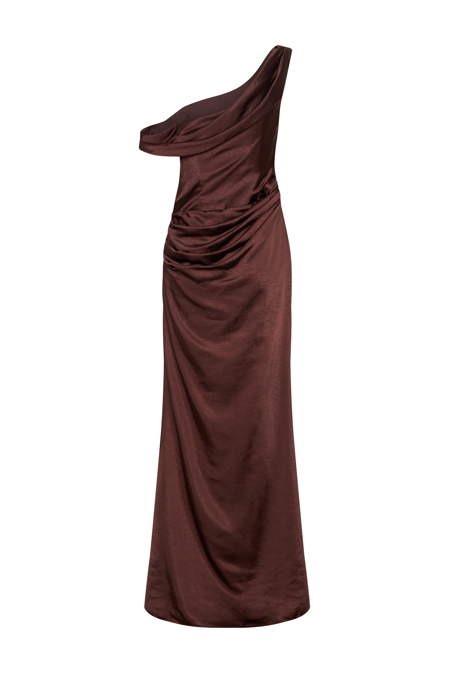 Dalia Off Shoulder Satin Maxi Dress - Dark Chocolate #13