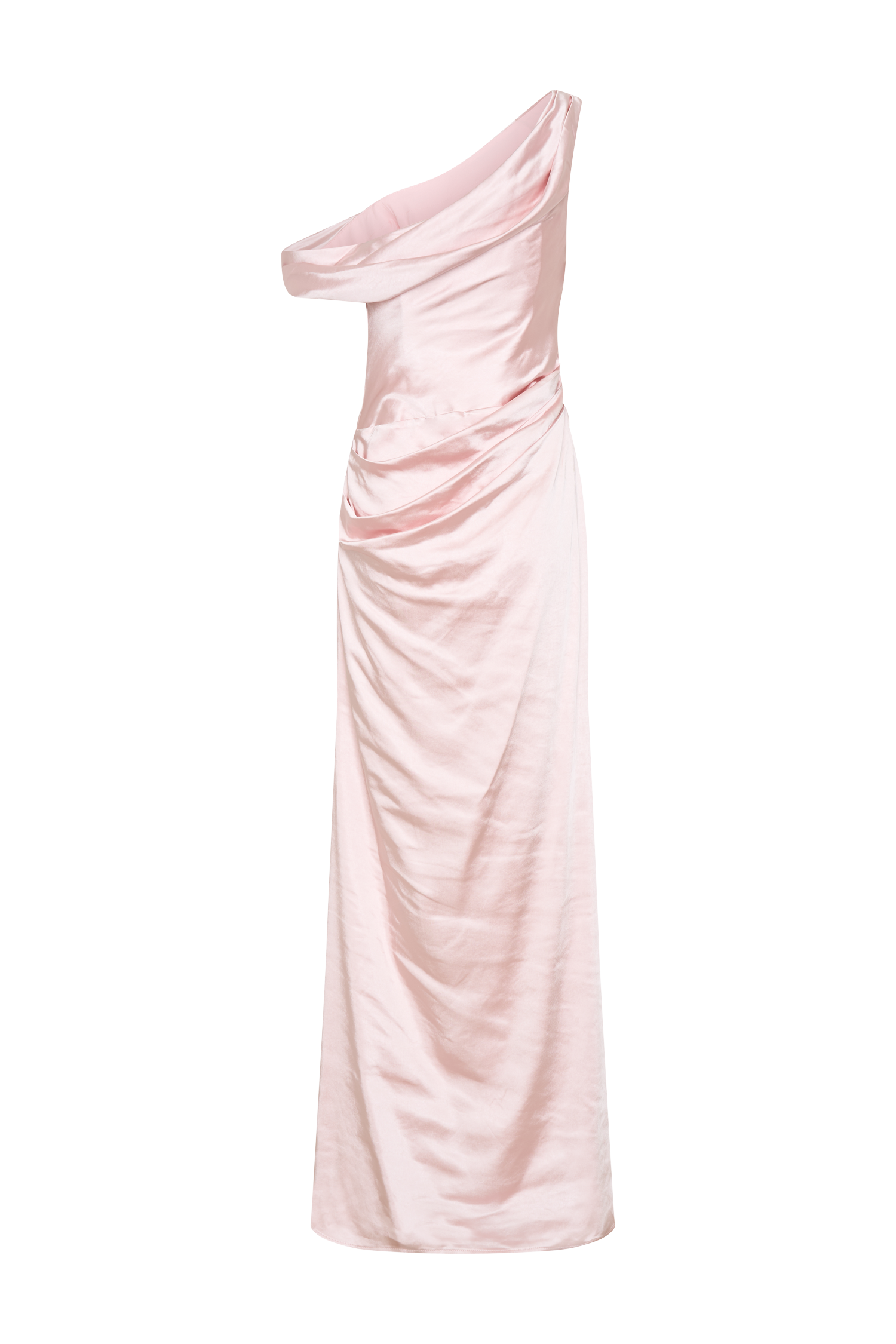 Dalia Off Shoulder Satin Maxi Dress - Soft Pink #14