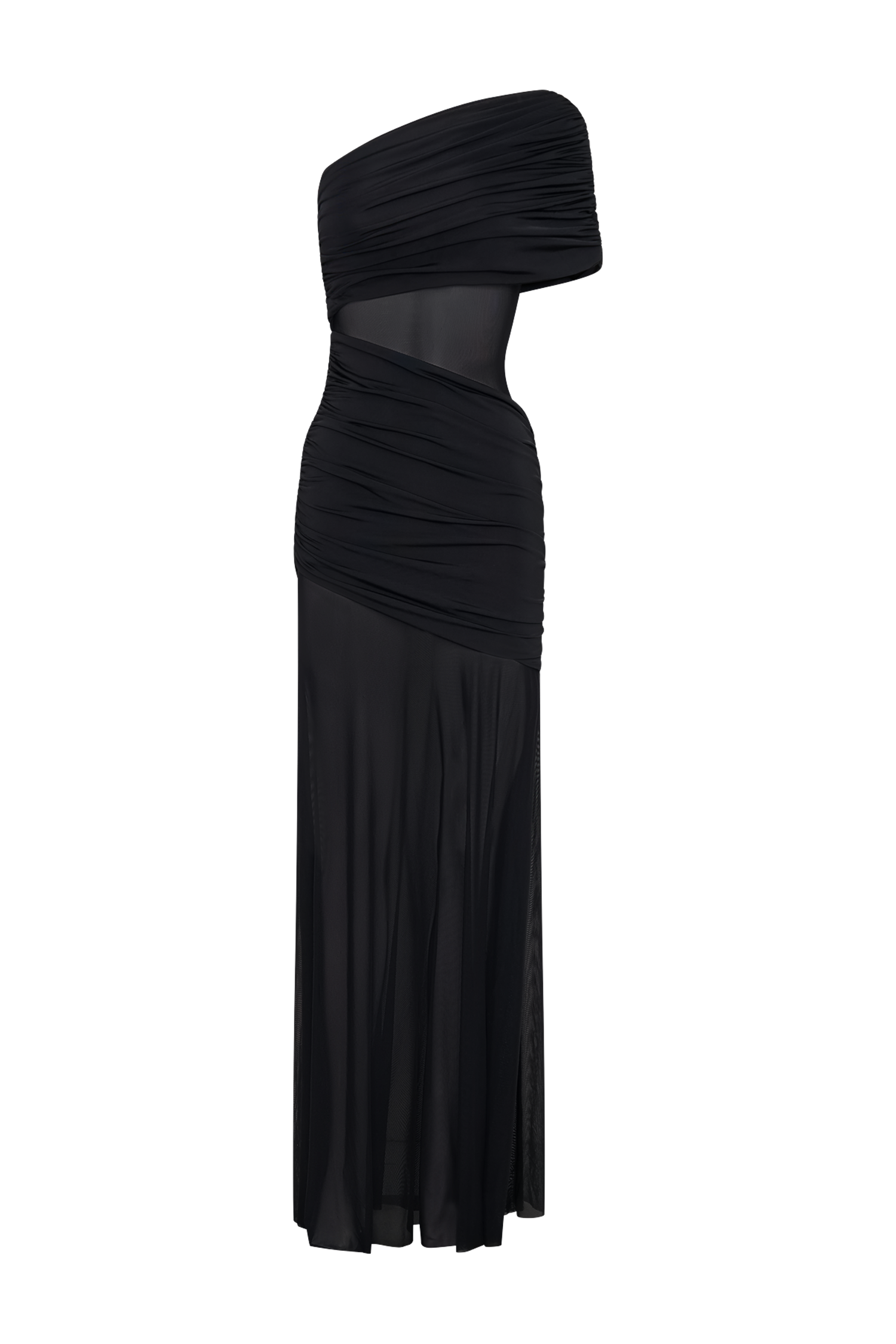 Dallas One Shoulder Mesh Maxi Dress - Black #10