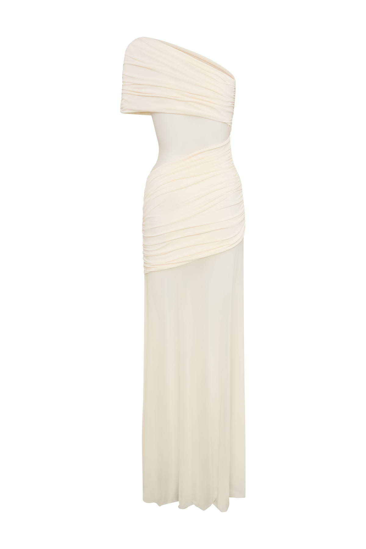 Dallas One Shoulder Mesh Maxi Dress - Ivory #10