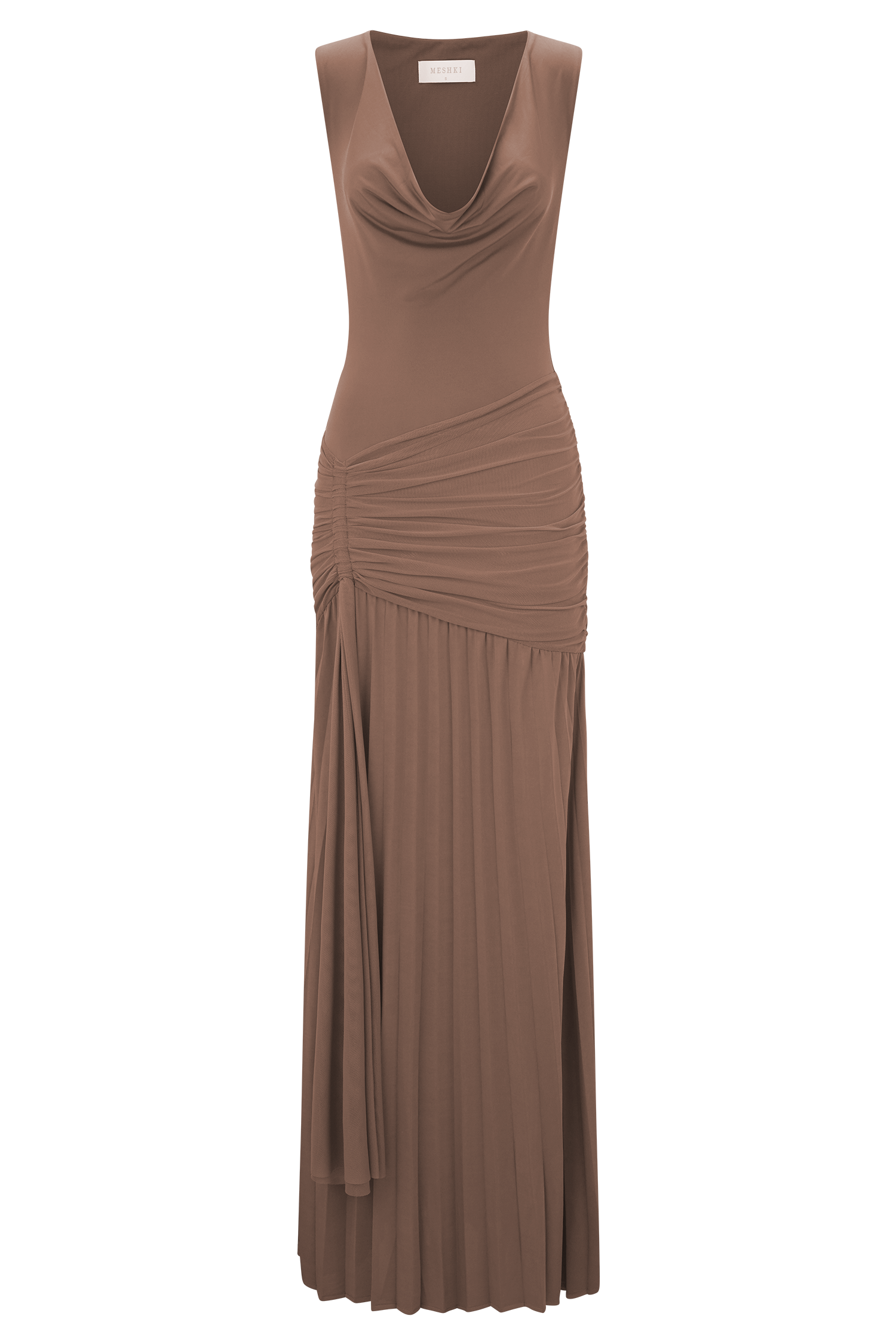 Dania Cowl Neck Slinky Maxi Dress - Mocha Mousse #7