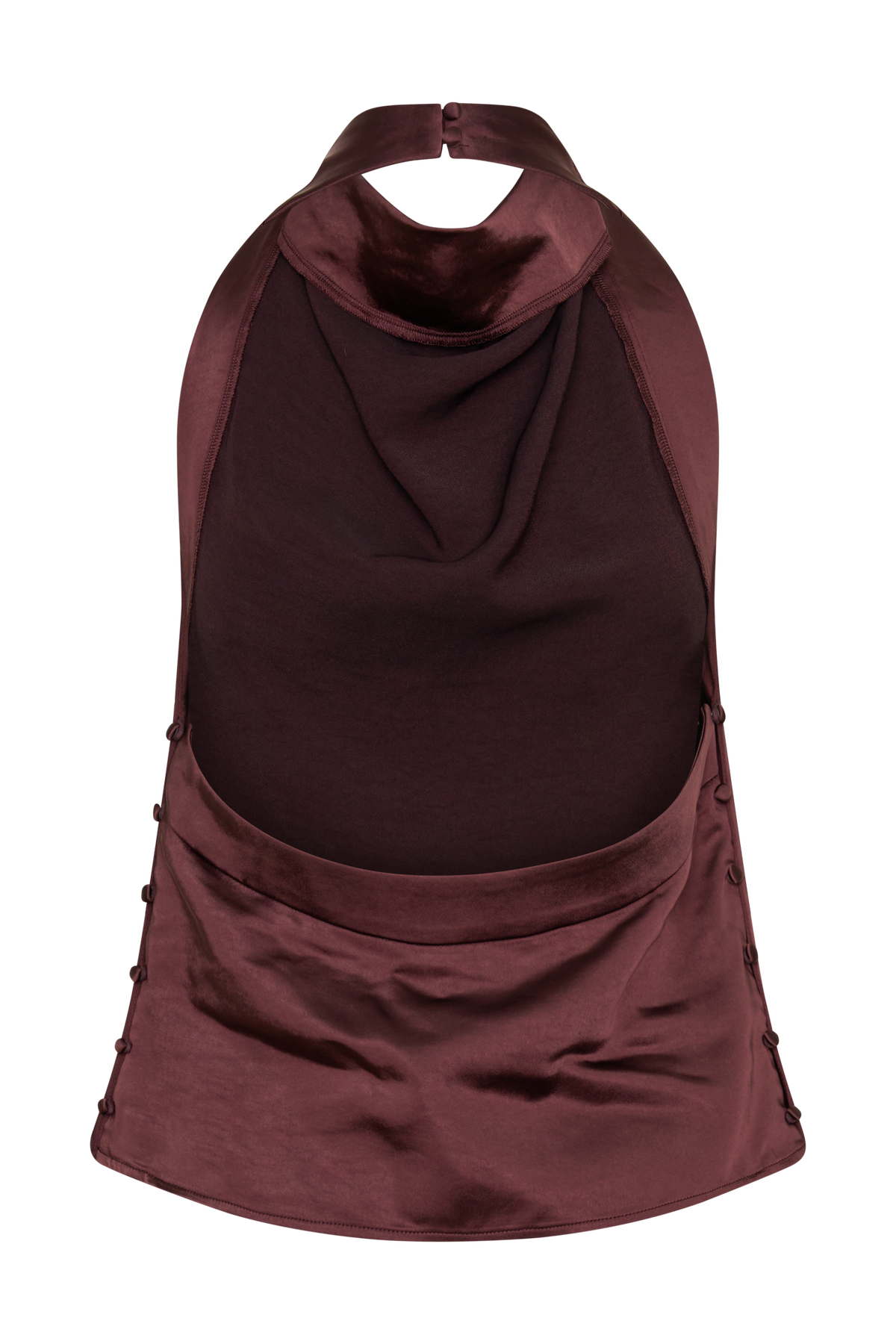 Danica Satin Halter Sleeveless Top - Mahogany #6