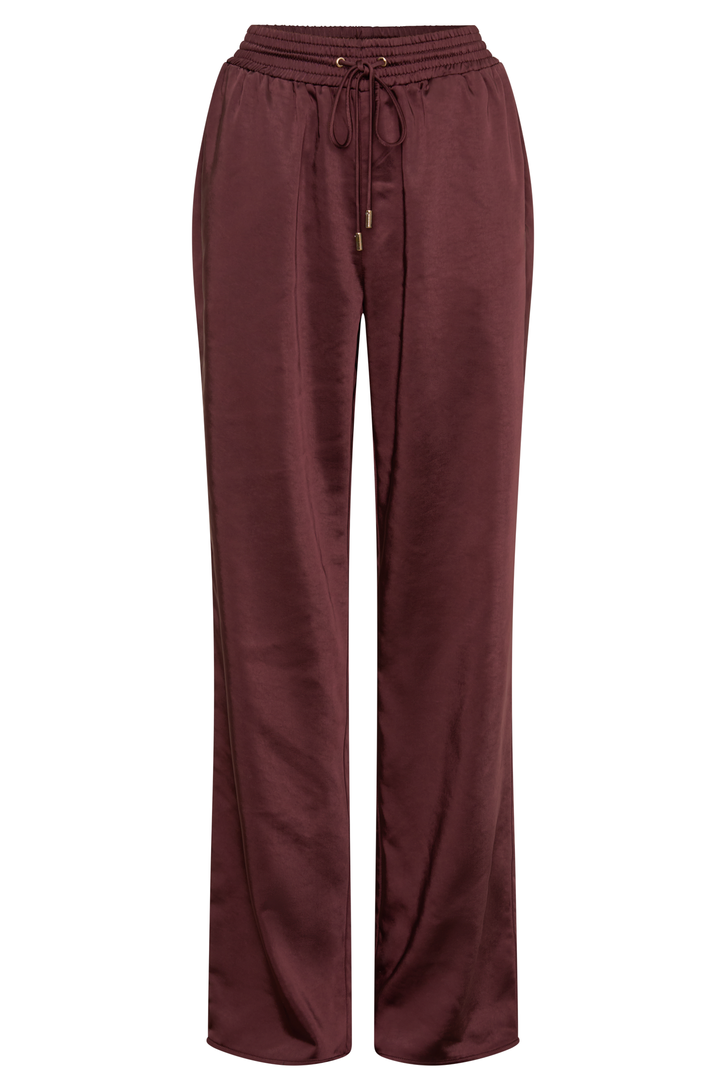 Danica Straight Leg Satin Pants - Mahogany