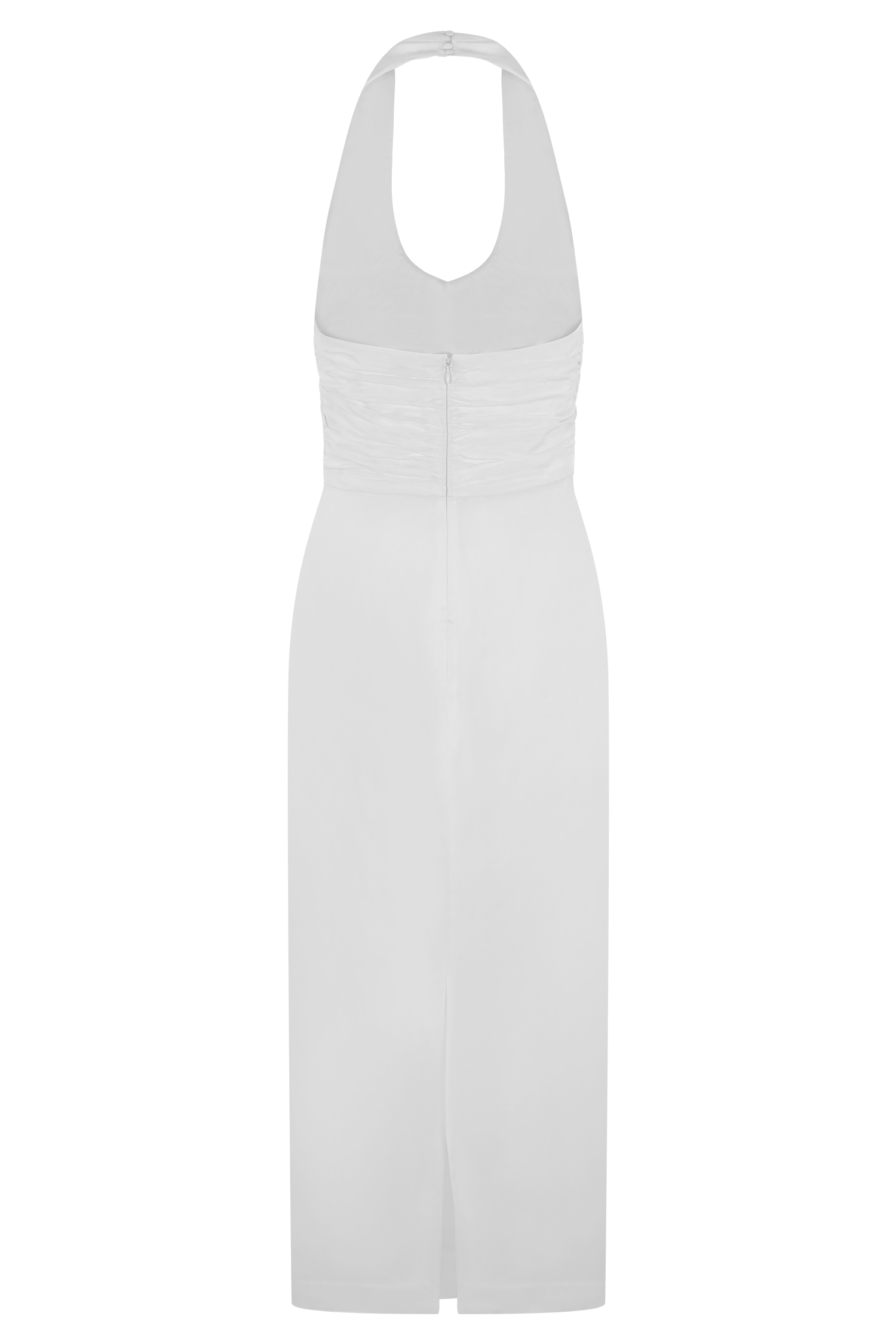 Daniela Ruched Halter Midi Dress - White #6