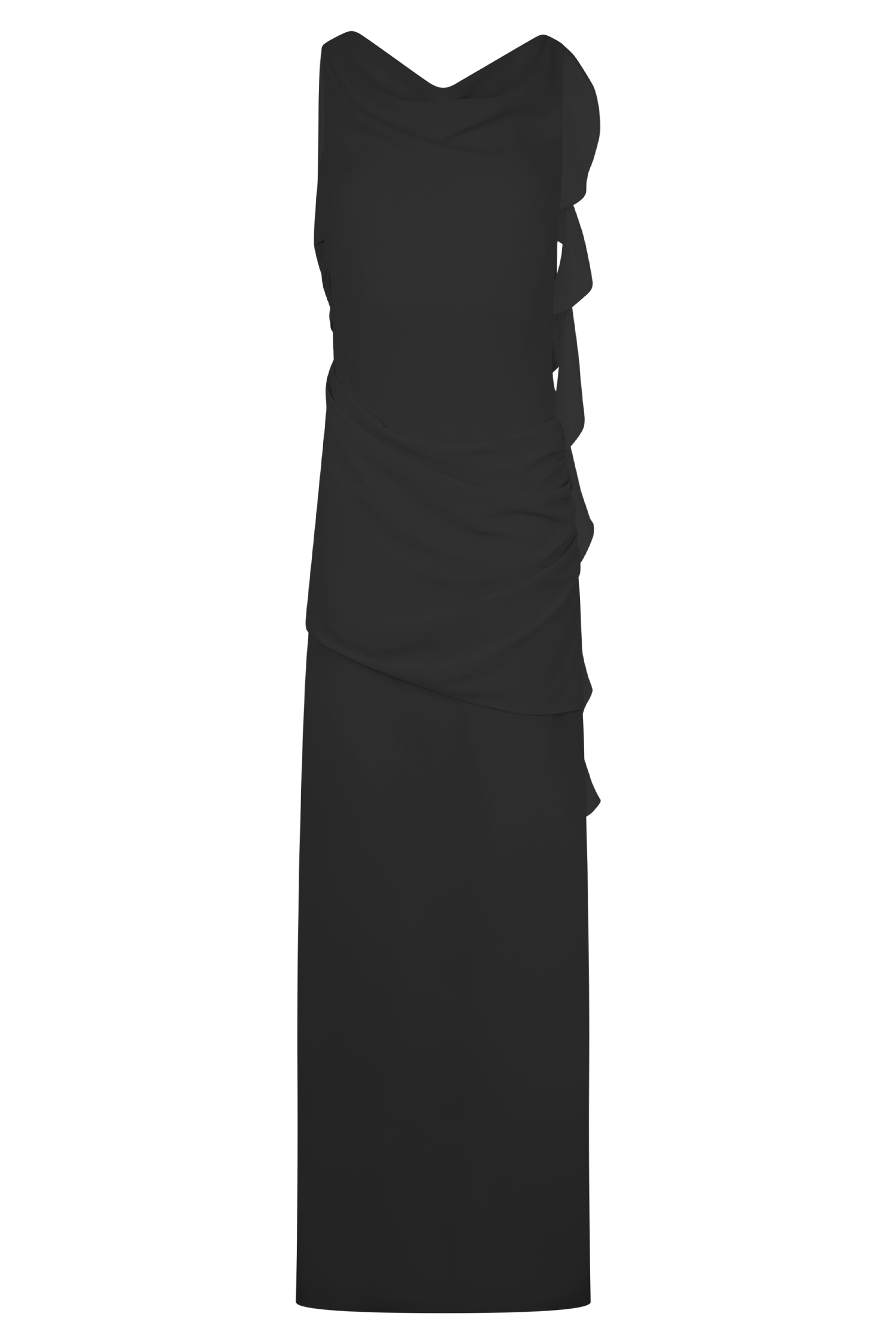 Daria Draped Chiffon Maxi Dress - Black #9
