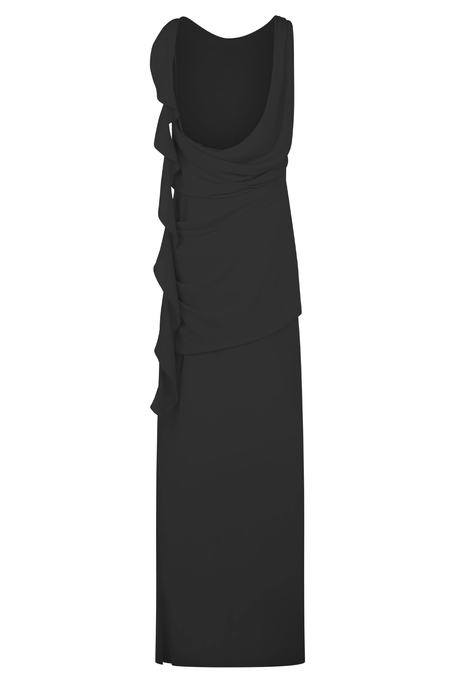 Daria Draped Chiffon Maxi Dress - Black #8