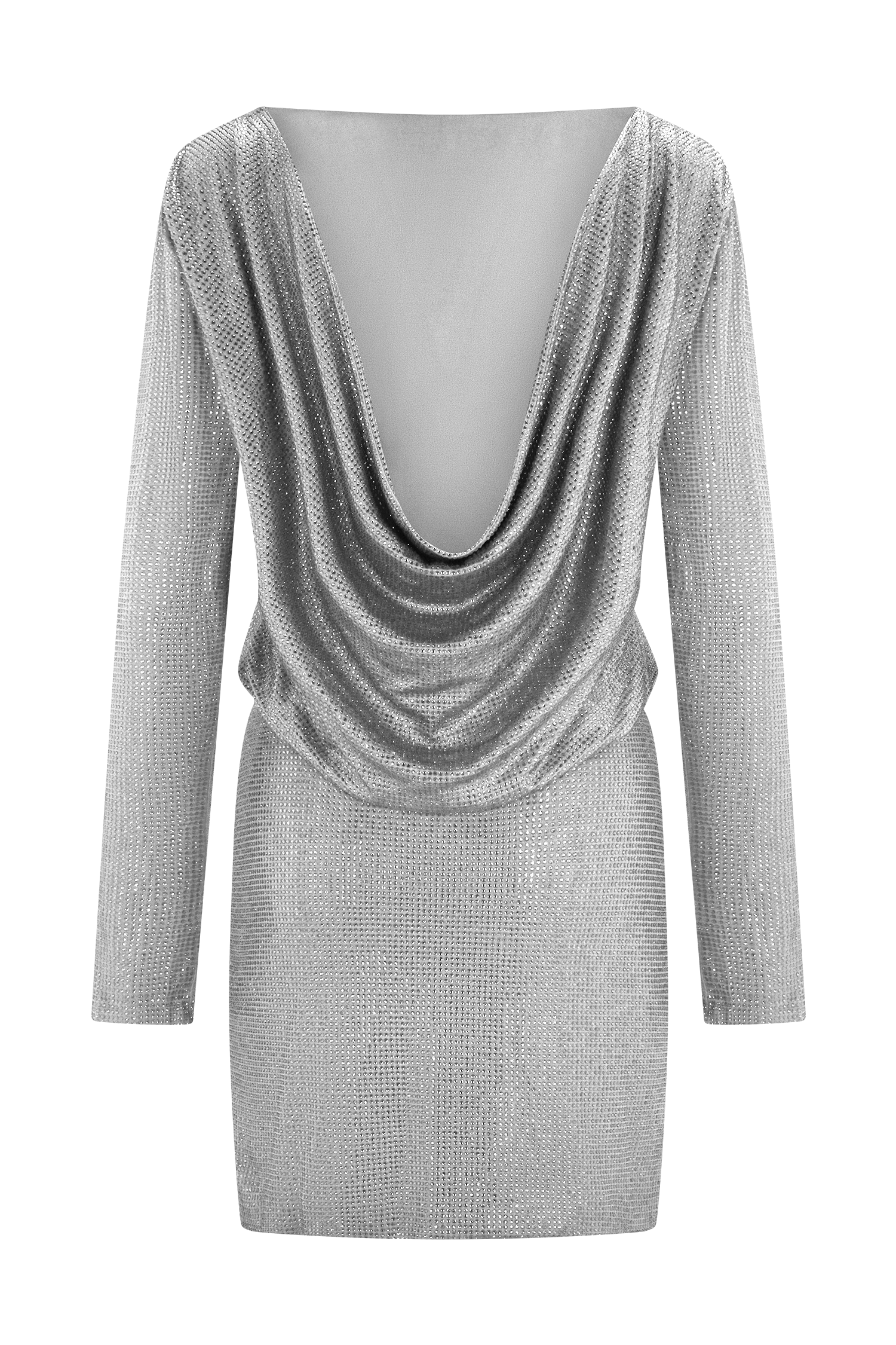 Darius Diamante Cowl Mini Dress - Silver #8