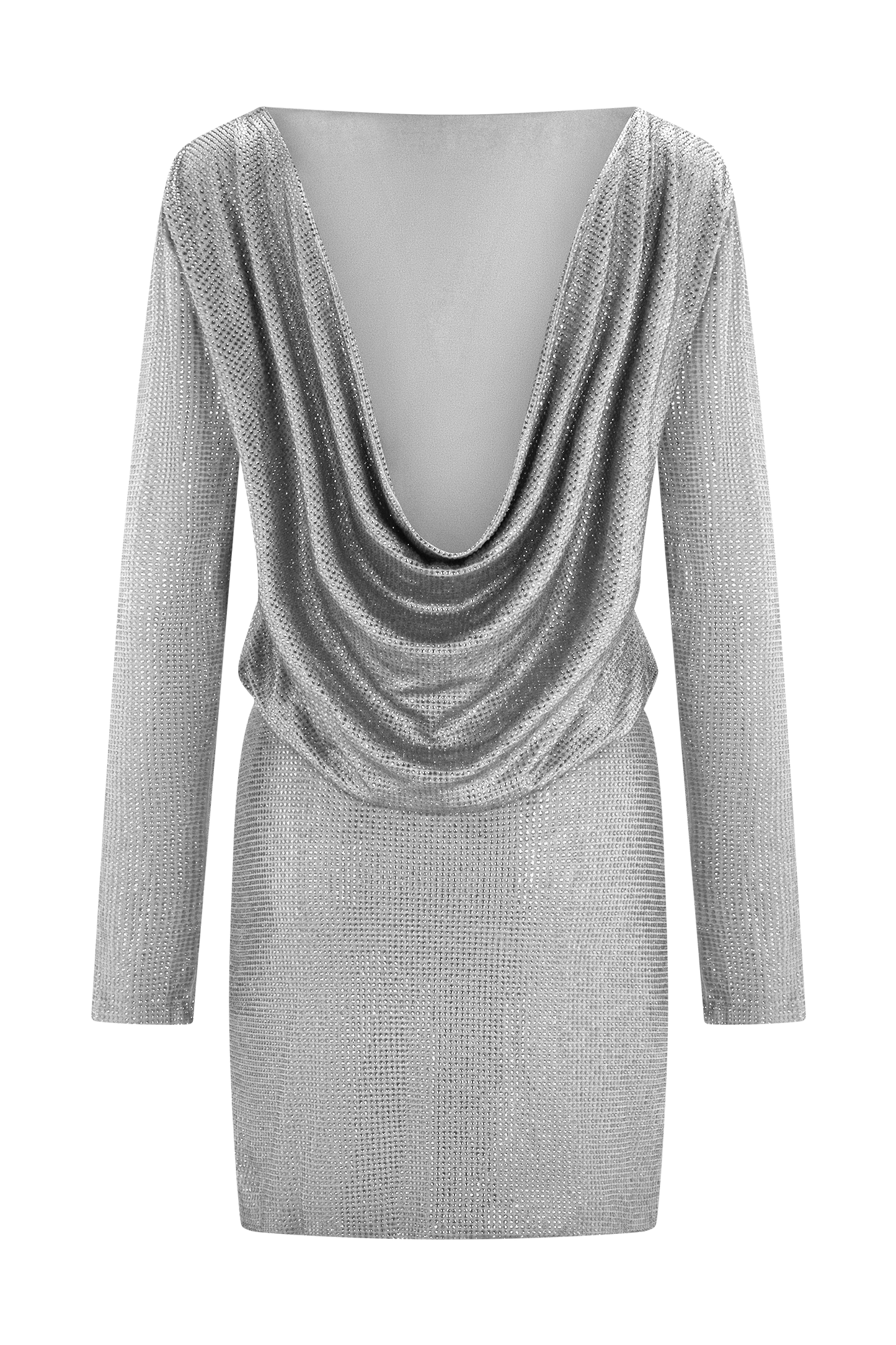 Darius Diamante Cowl Mini Dress - Silver