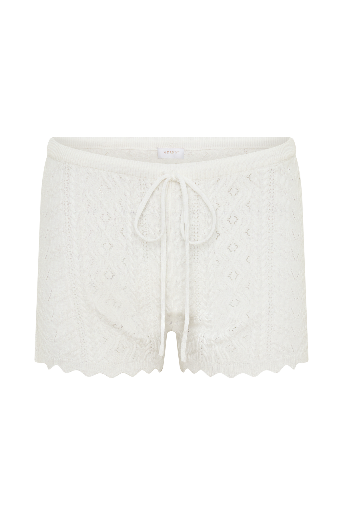 Darlene Pointelle Knit Shorts - White #9
