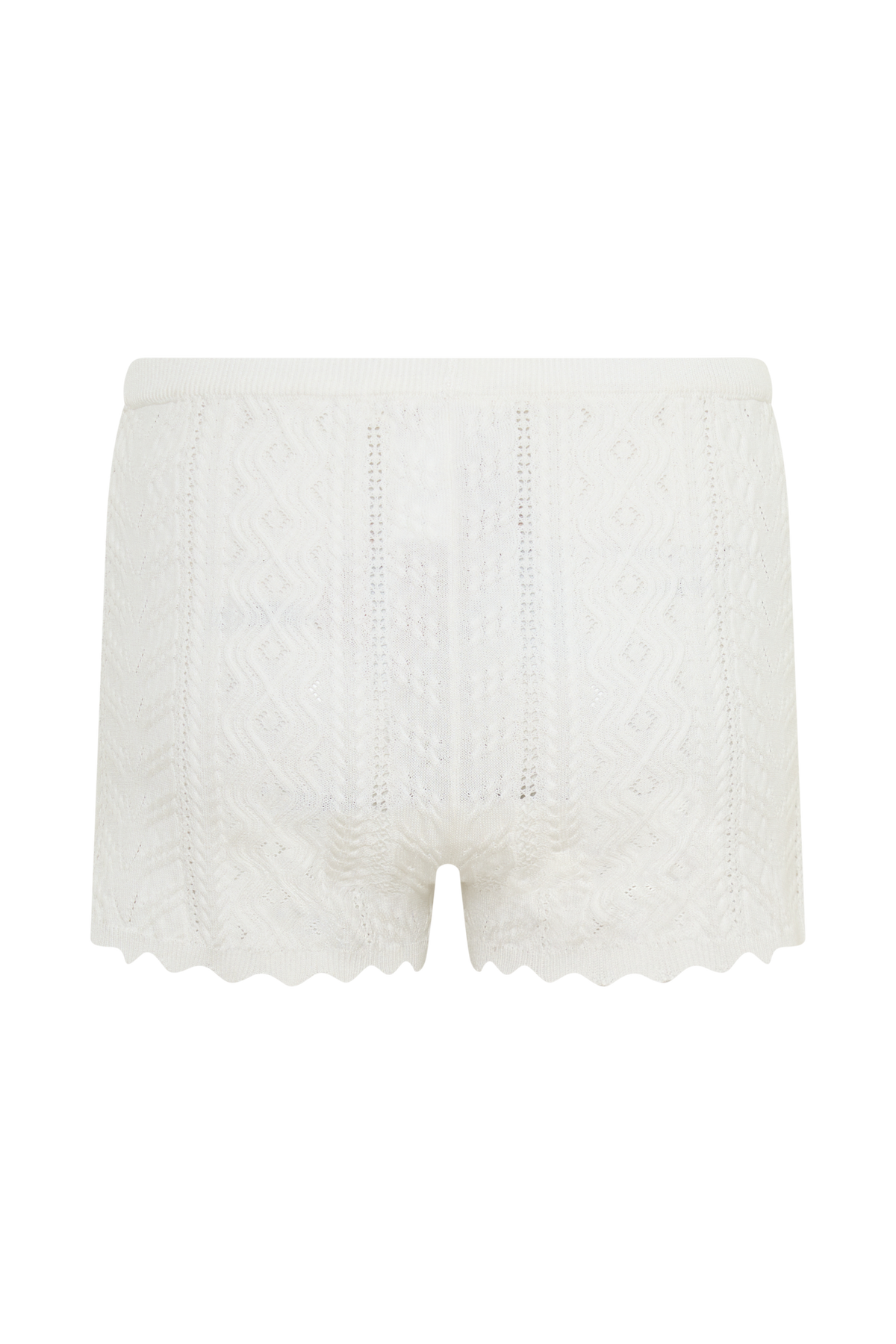 Darlene Pointelle Knit Shorts - White #8