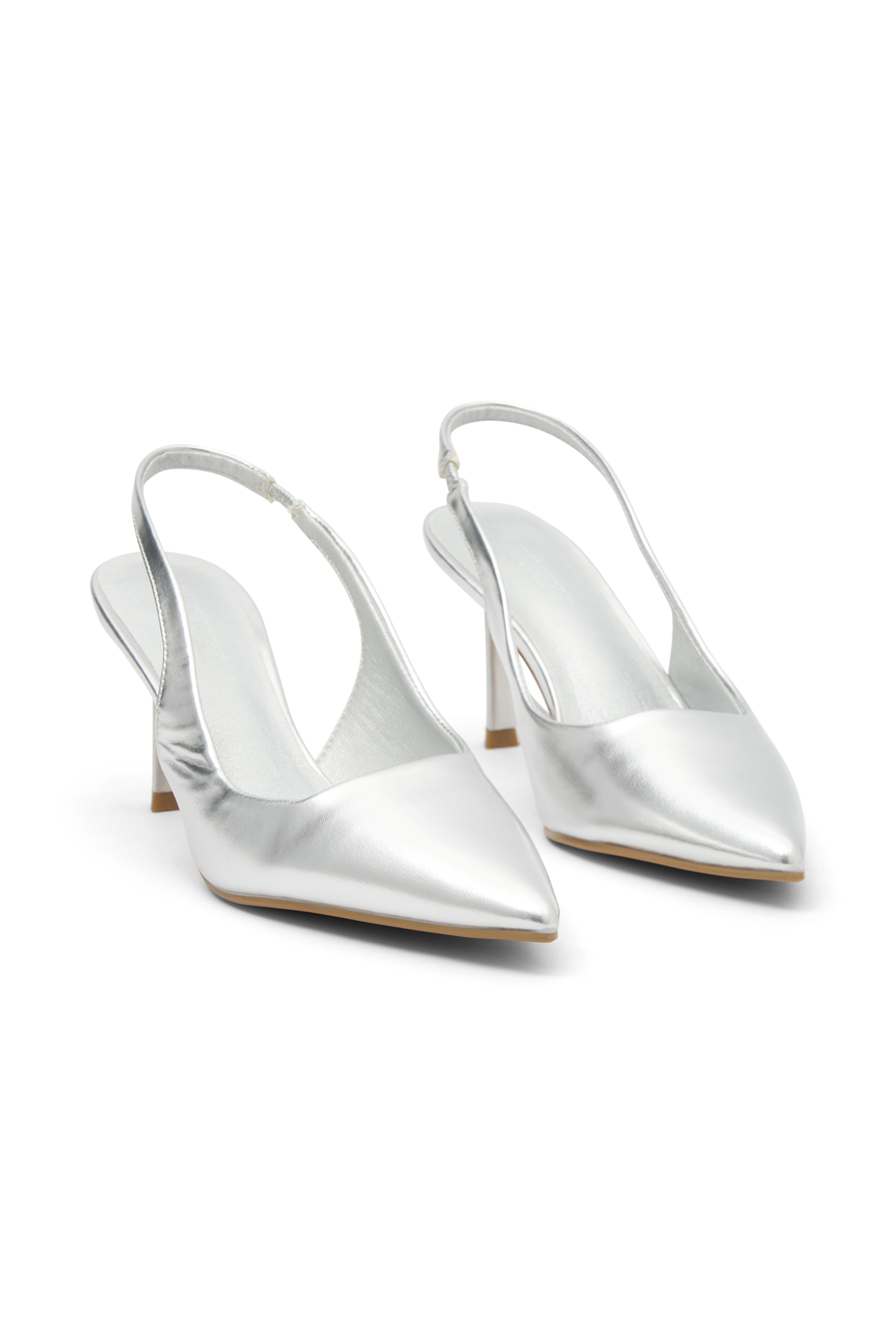 Dasha Patent Sling Back Heels - Silver #8