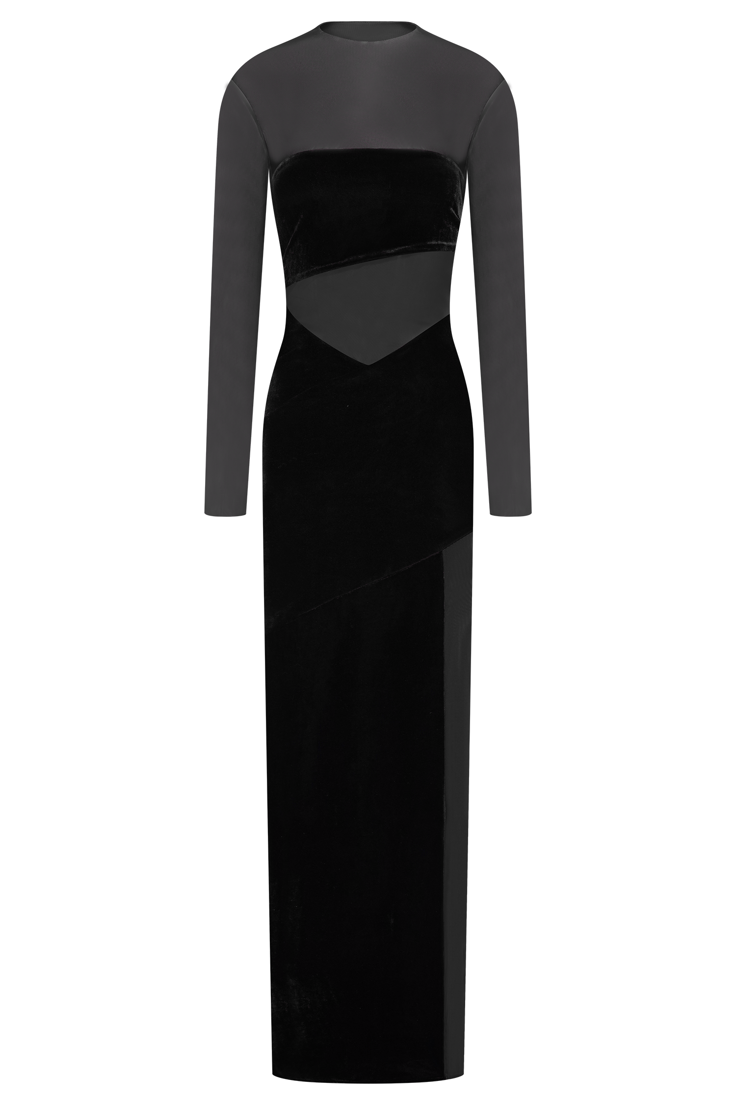 Davina Velvet And Mesh Maxi Dress - Black #11