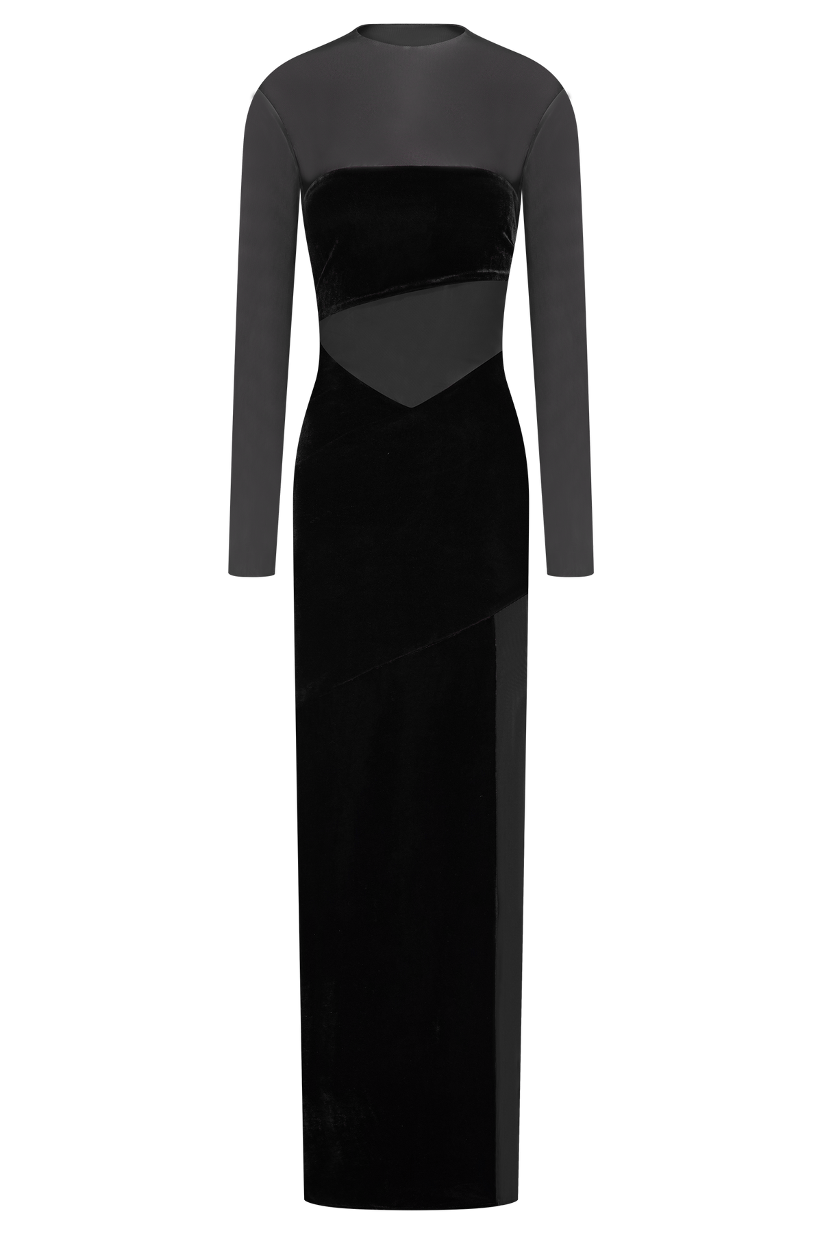 Davina Velvet And Mesh Maxi Dress - Black #11