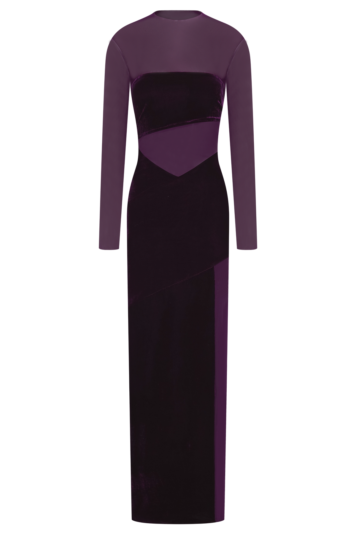 Davina Velvet And Mesh Maxi Dress - Purple #6