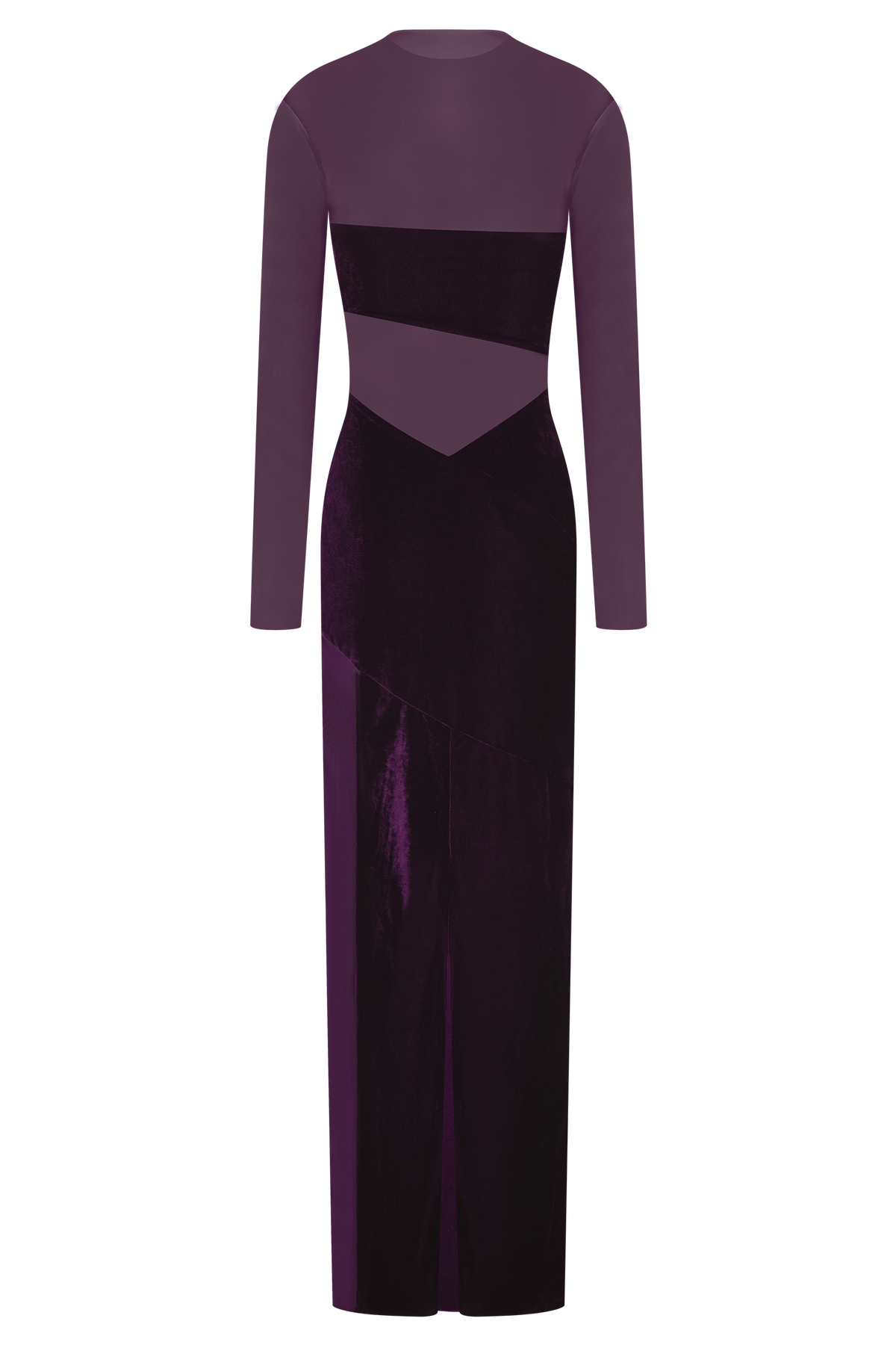 Davina Velvet And Mesh Maxi Dress - Purple #5