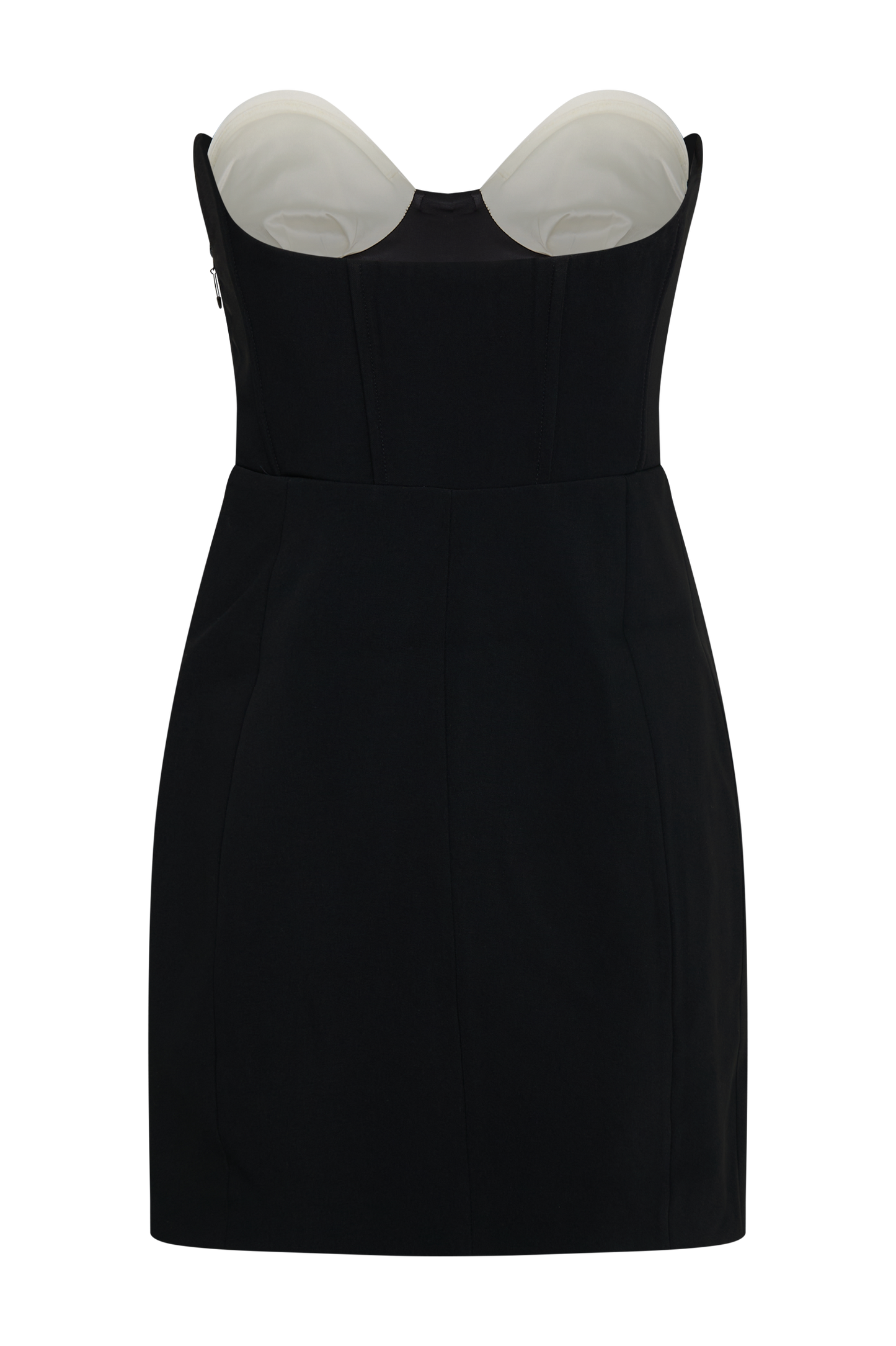 Deana Contrast Suiting Strapless Mini Dress - Black