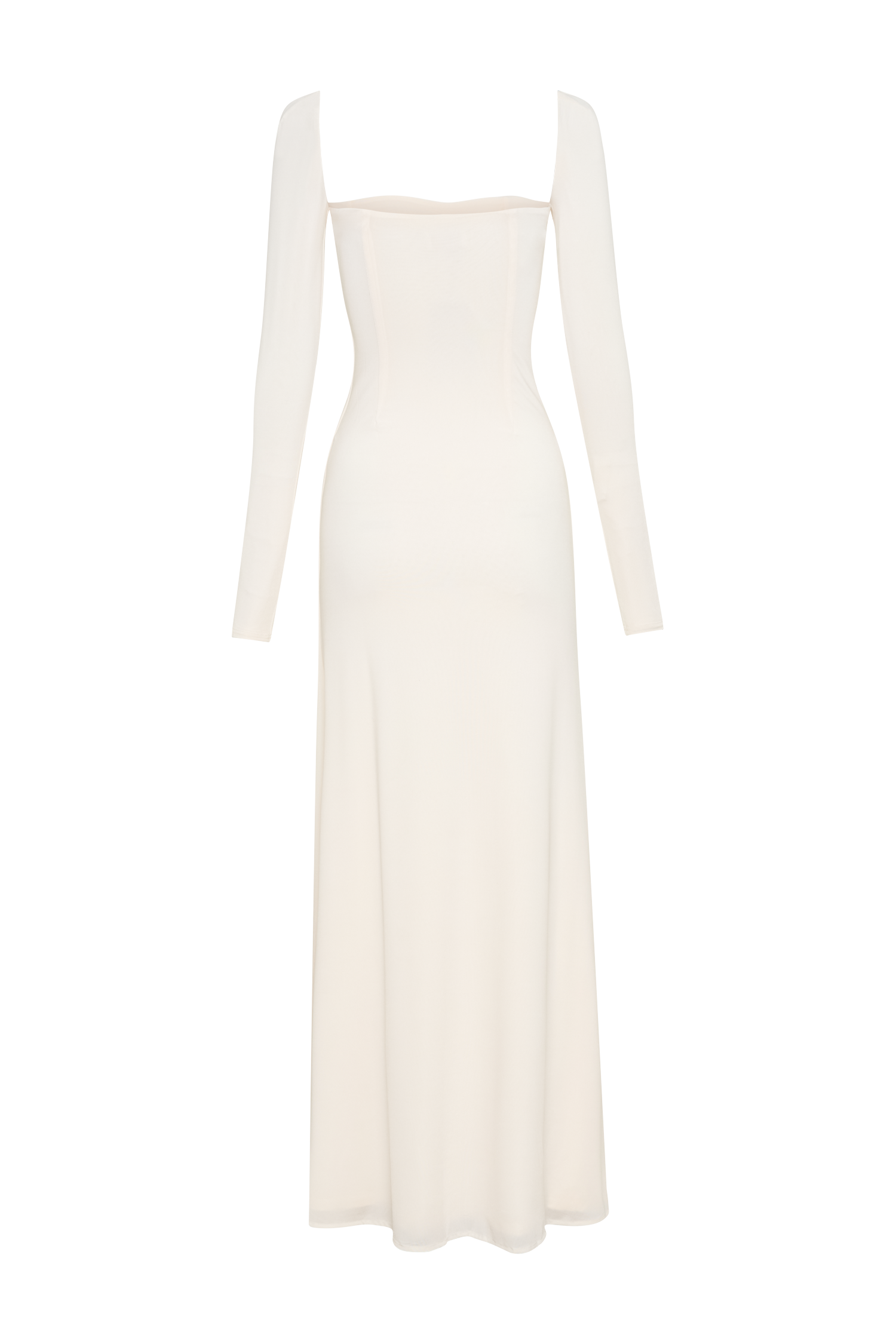 Desirie Slinky Long Sleeve Maxi Dress With Split - Ivory #6