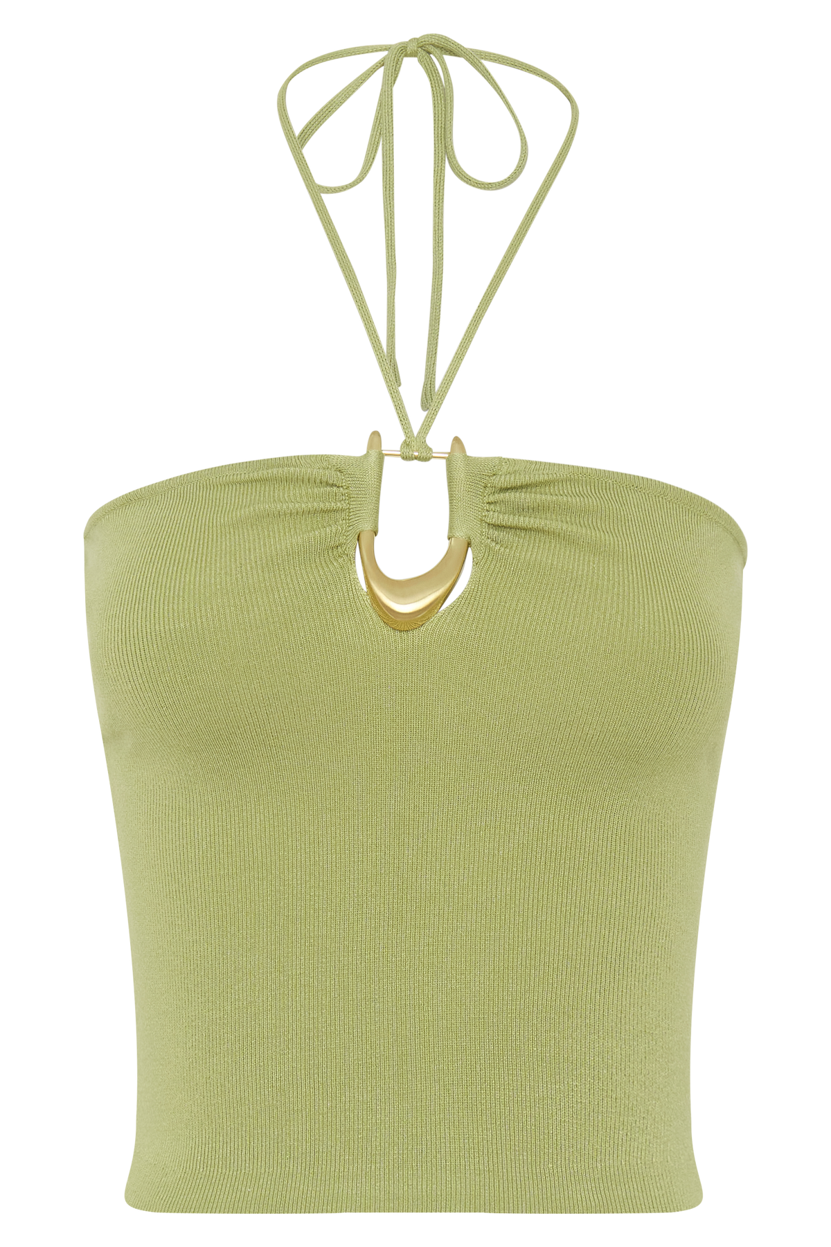 Dimitri Knit Halter Top With Hardware - Light Olive #11