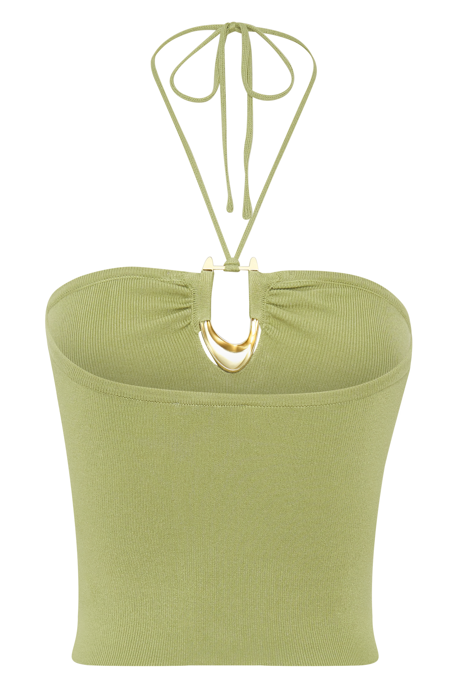 Dimitri Knit Halter Top With Hardware - Light Olive #10
