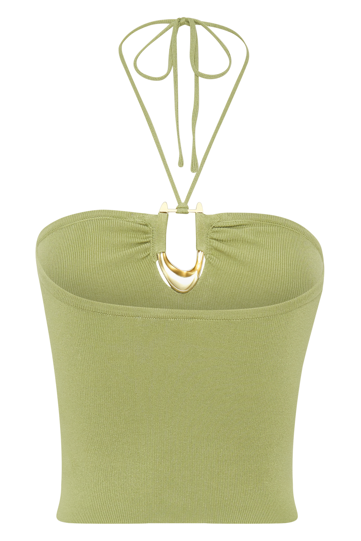 Dimitri Knit Halter Top With Hardware - Light Olive #10