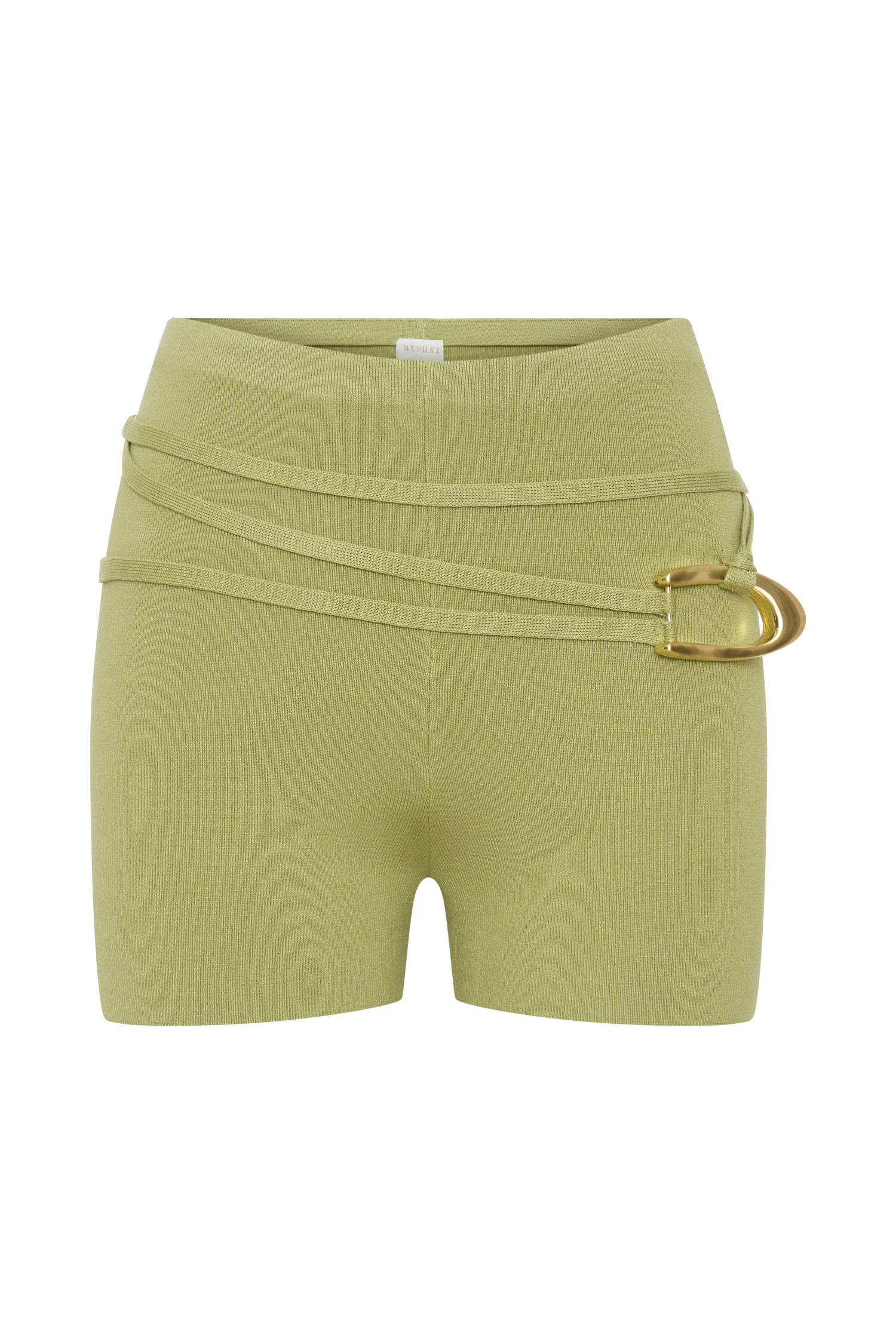 Dimitri Mini Knit Shorts With Belt - Light Olive #9