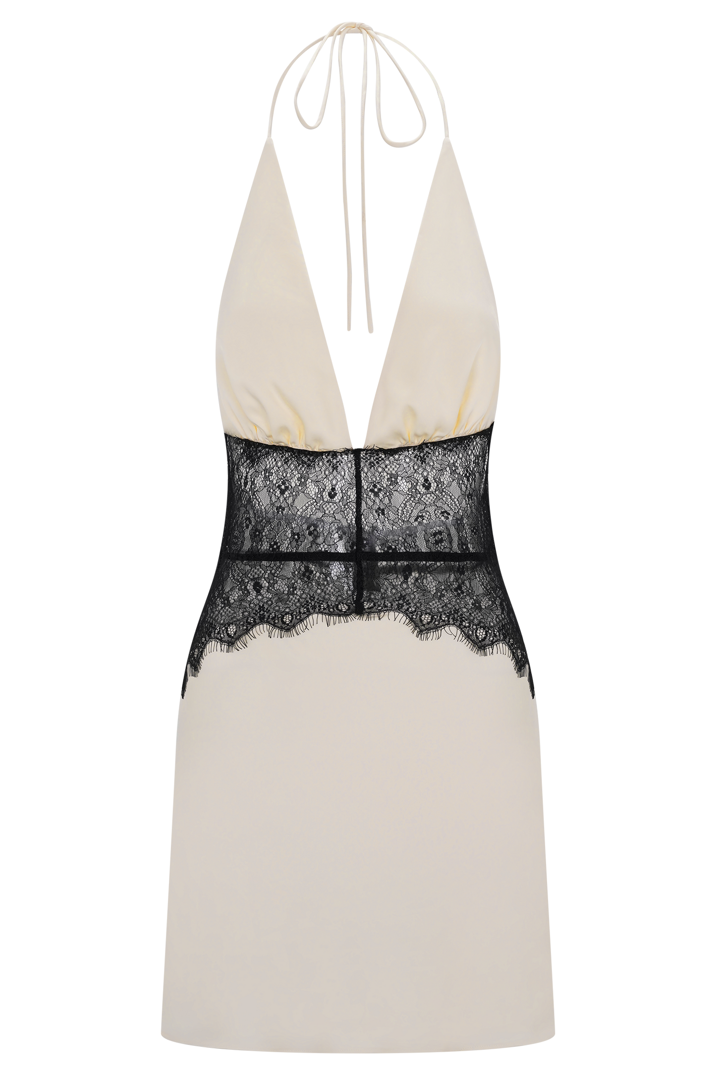 Dinah Lace And Satin Mini Dress - Black/Ivory