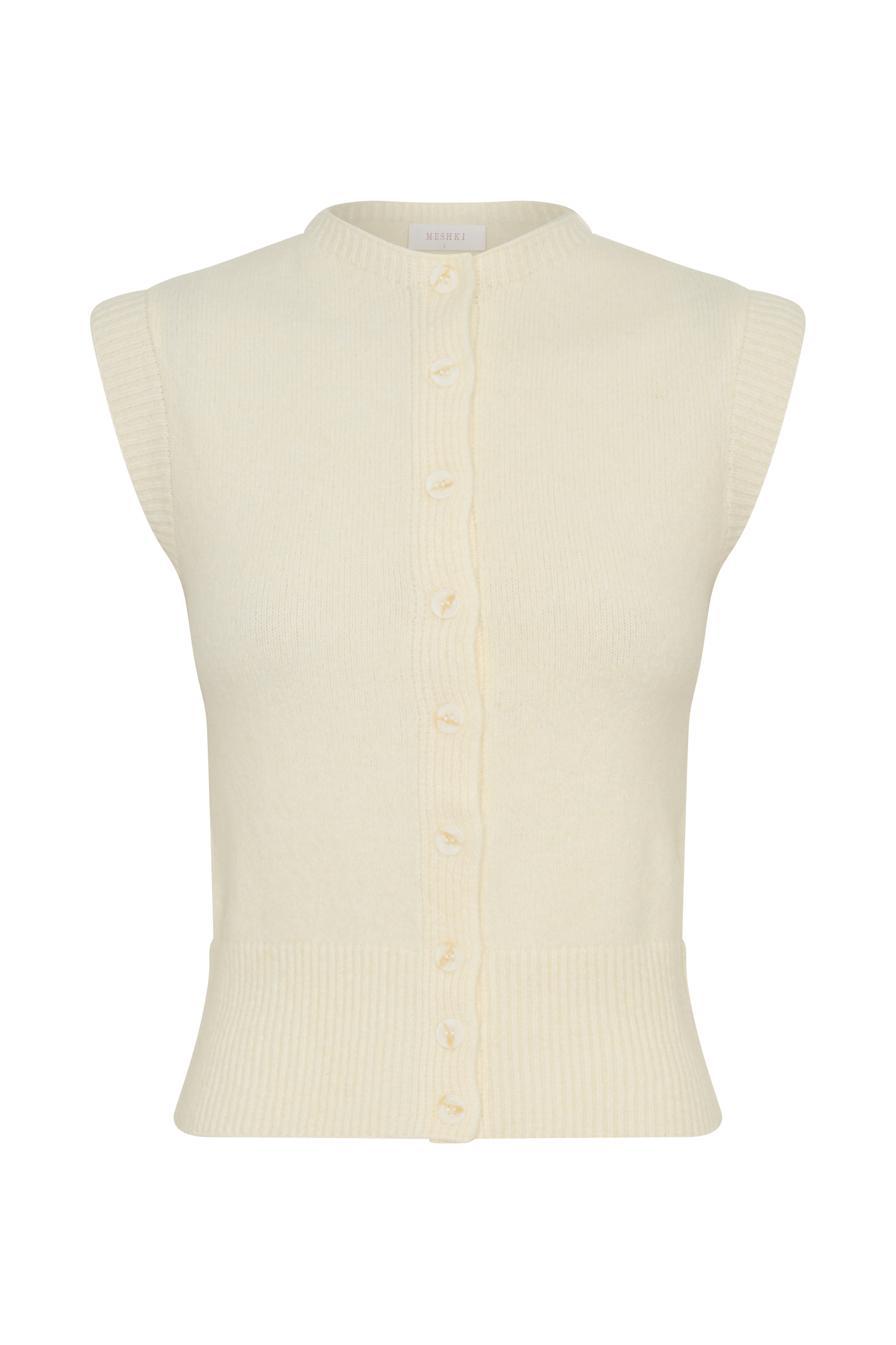 Dionne Sleeveless Knit Vest - Ivory Marle #9