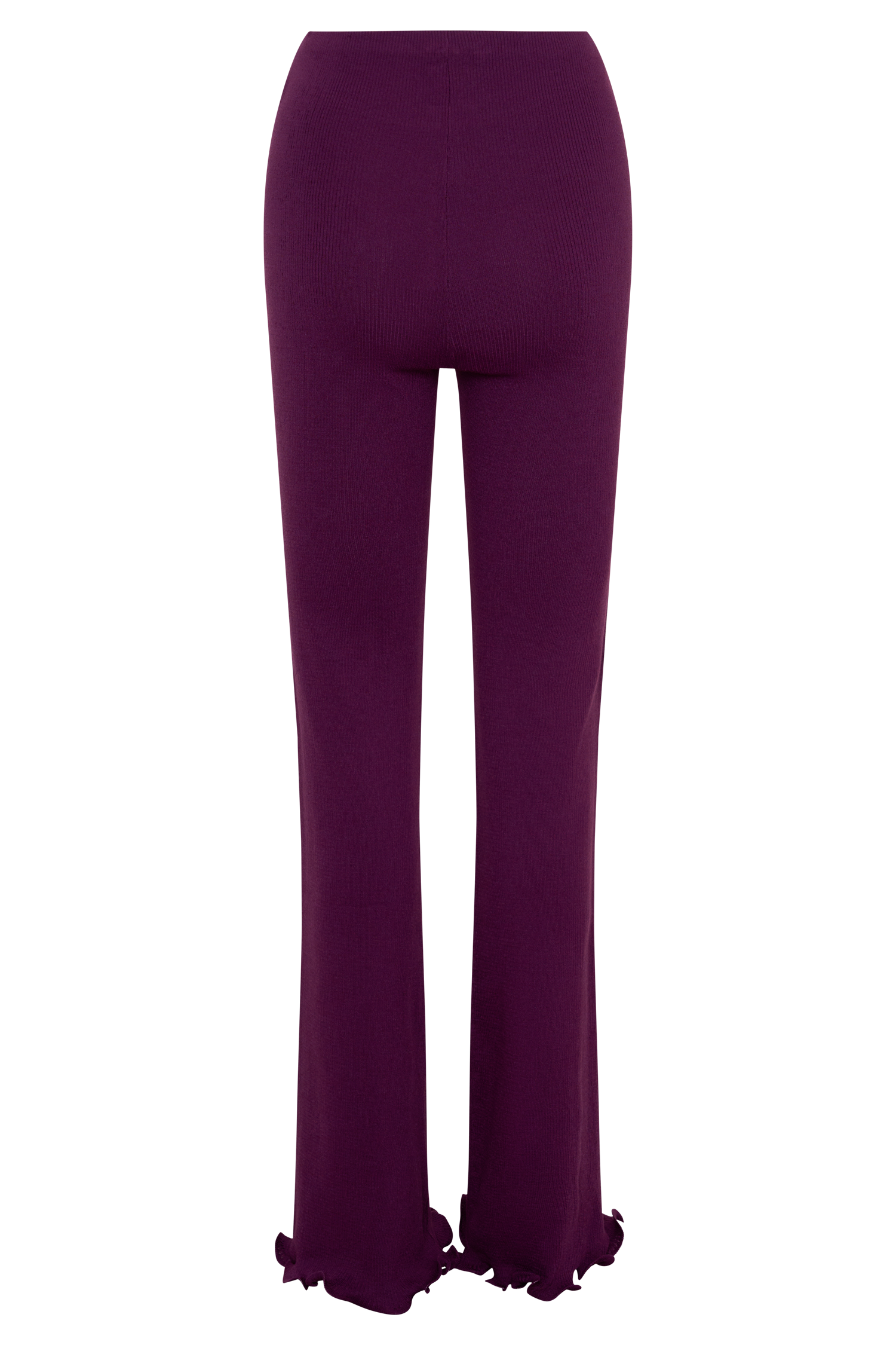 Diya Ribbed High Waisted Pants With Wire Hem - Plum #8