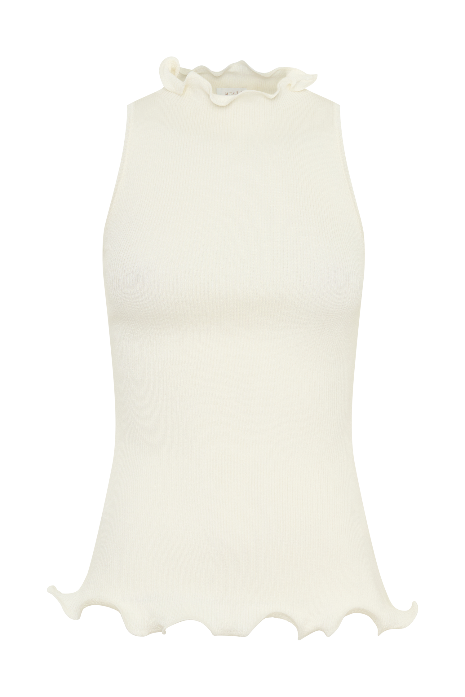 Diya Ribbed Sleeveless Top With Wire Hem - Ivory #9