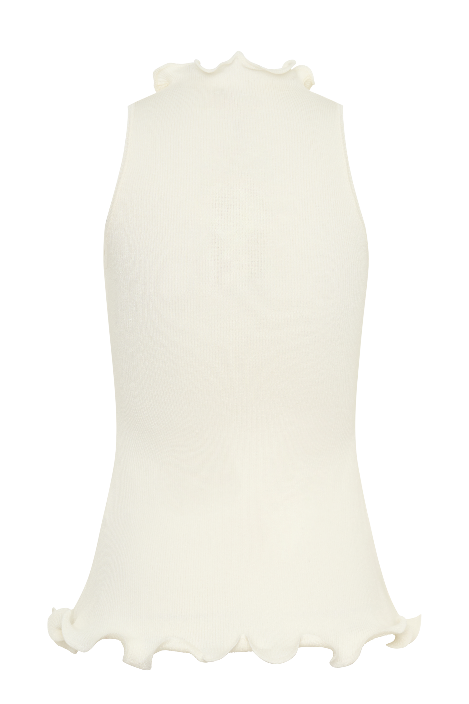 Diya Ribbed Sleeveless Top With Wire Hem - Ivory #8