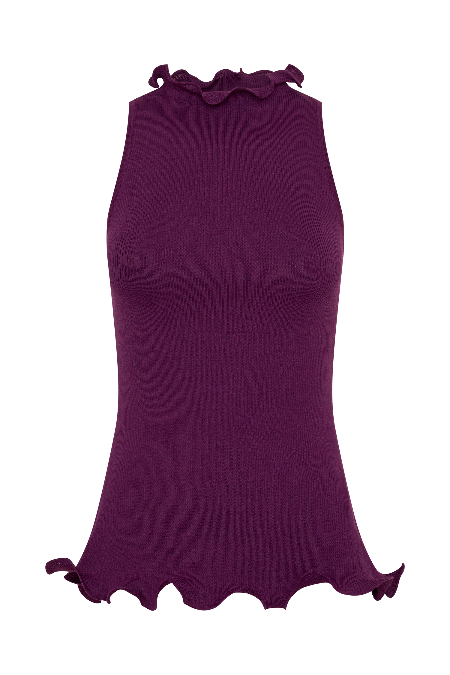 Diya Ribbed Sleeveless Top With Wire Hem - Plum #9