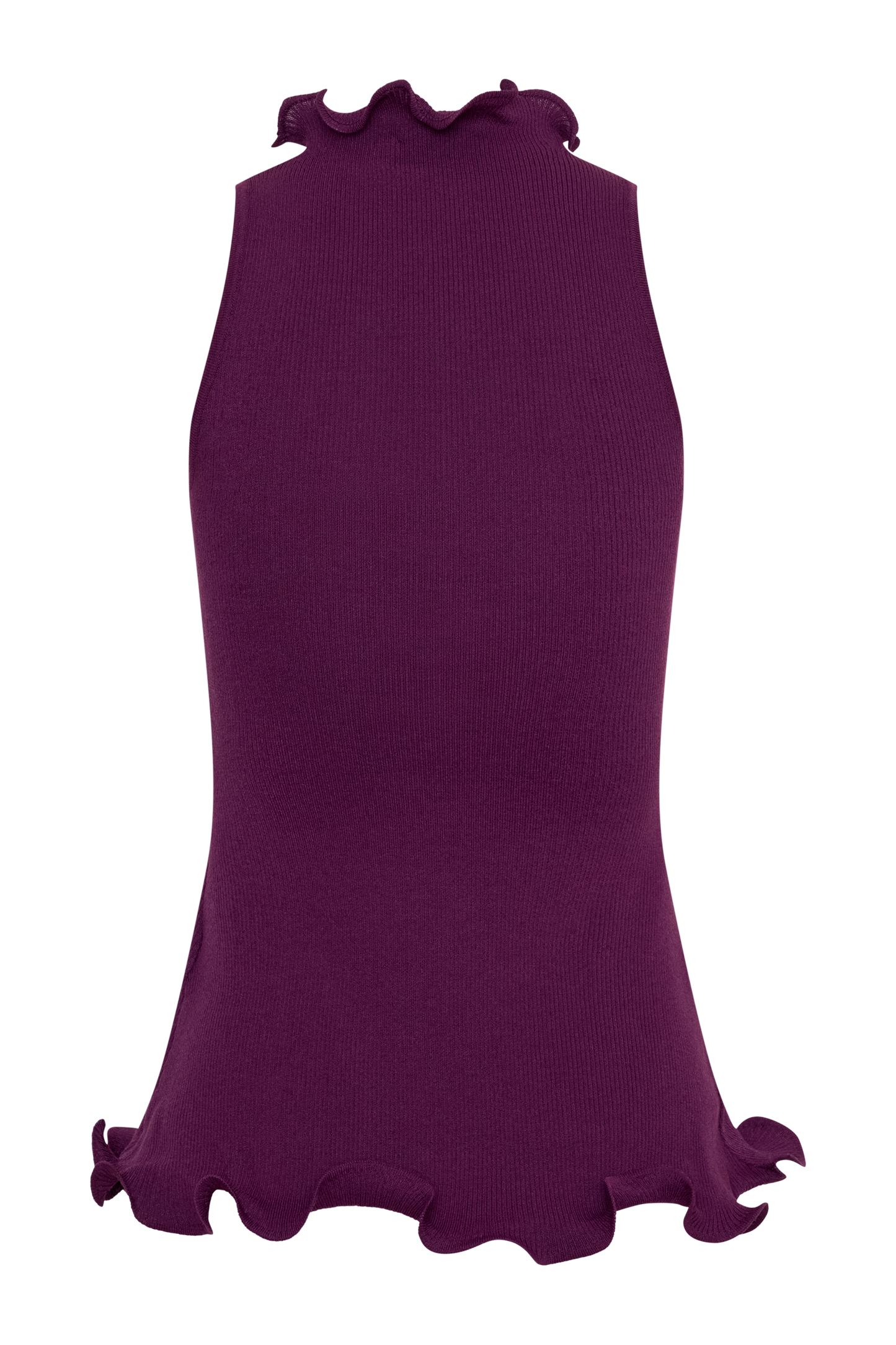 Diya Ribbed Sleeveless Top With Wire Hem - Plum