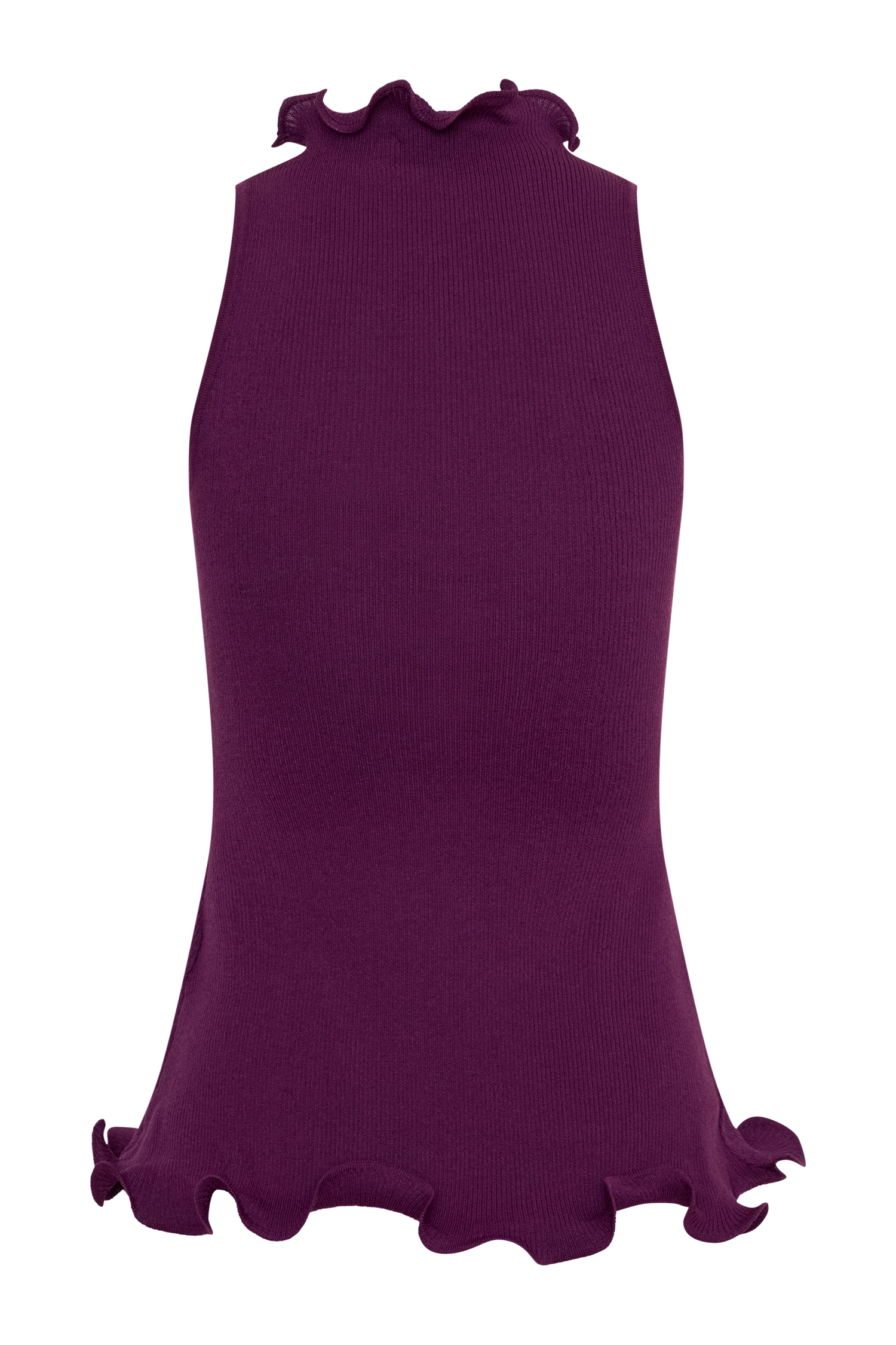 Diya Ribbed Sleeveless Top With Wire Hem - Plum #8