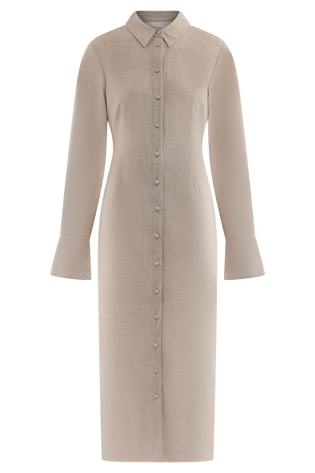 Dorian Fitted Shirt Midi Dress - Wheat Marle #7