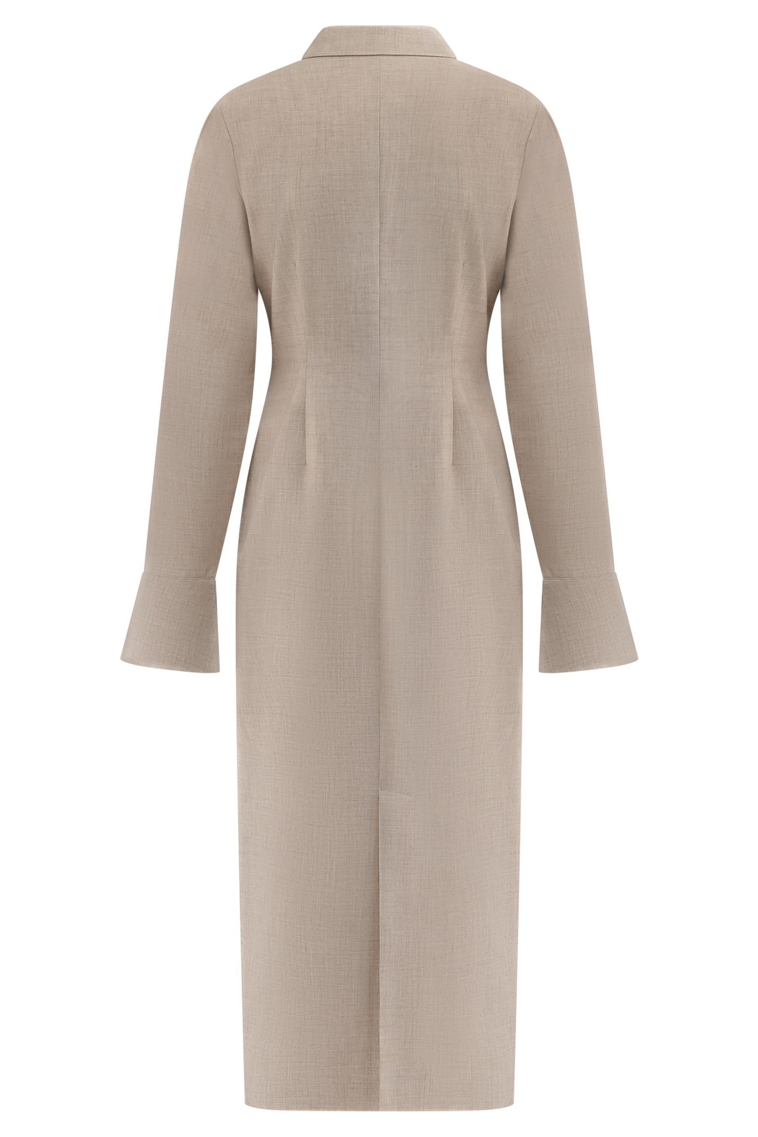 Dorian Fitted Shirt Midi Dress - Wheat Marle #10