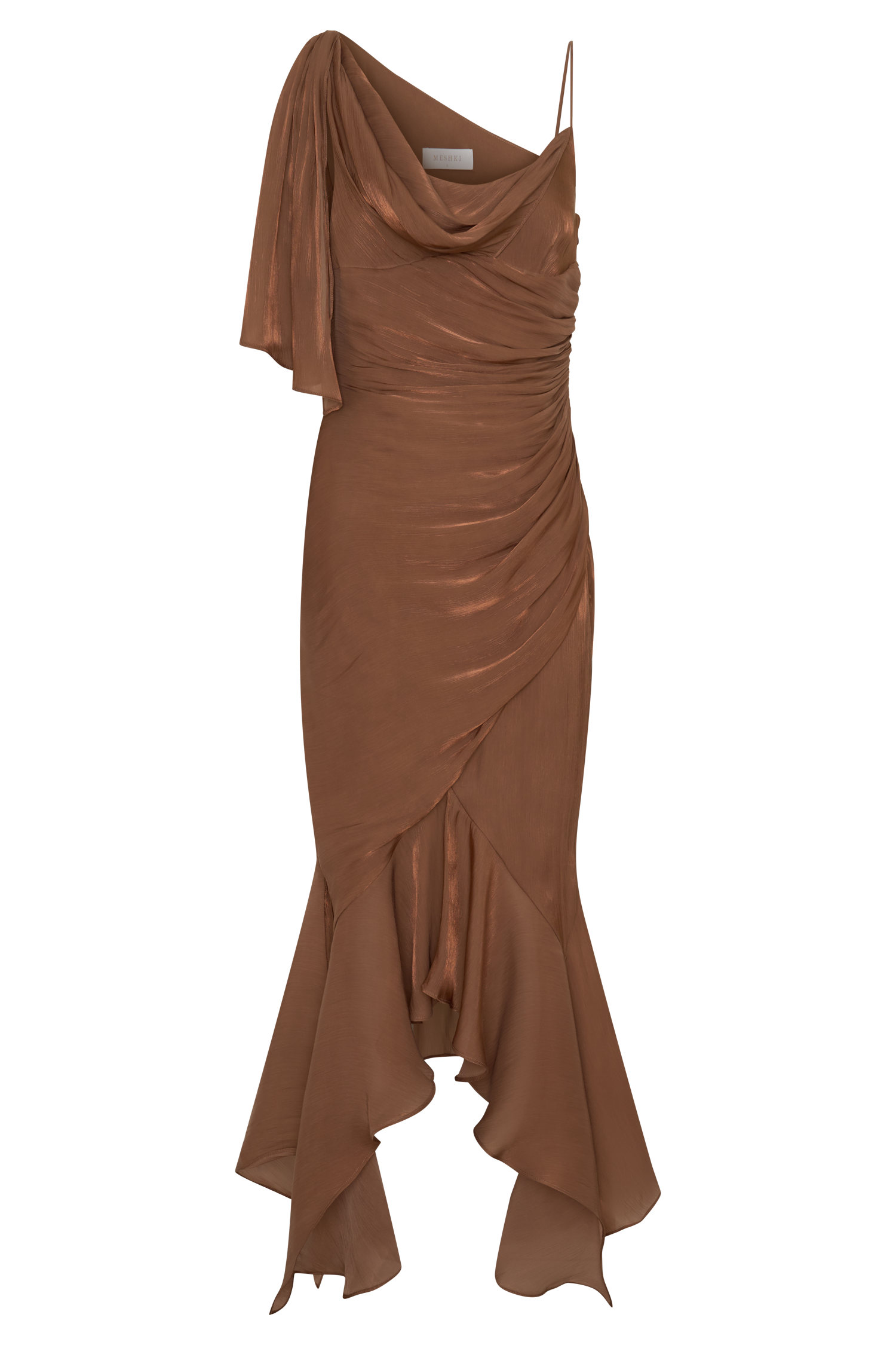 Edith Draped Maxi Dress - Cognac #8