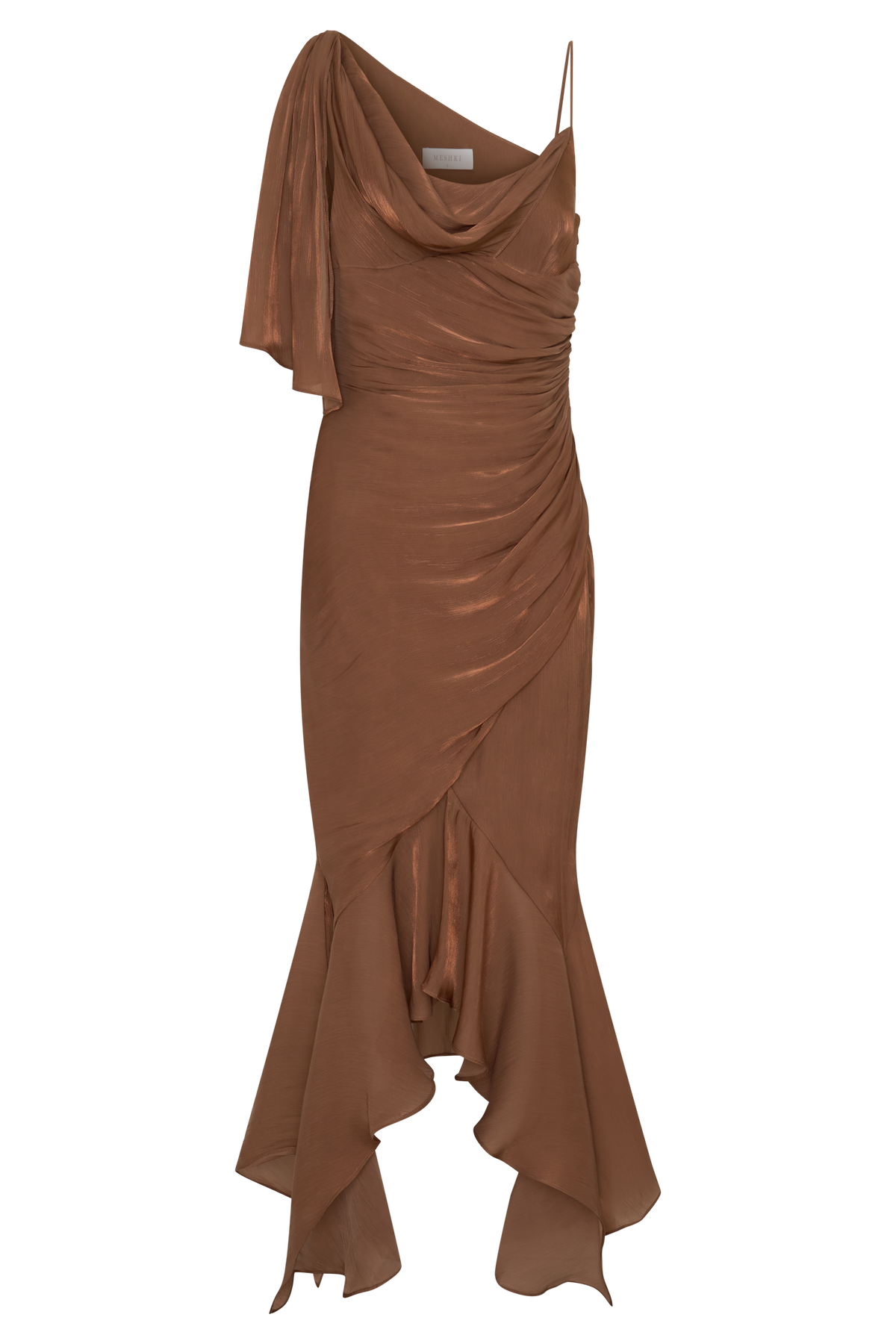 Edith Draped Maxi Dress - Cognac #8