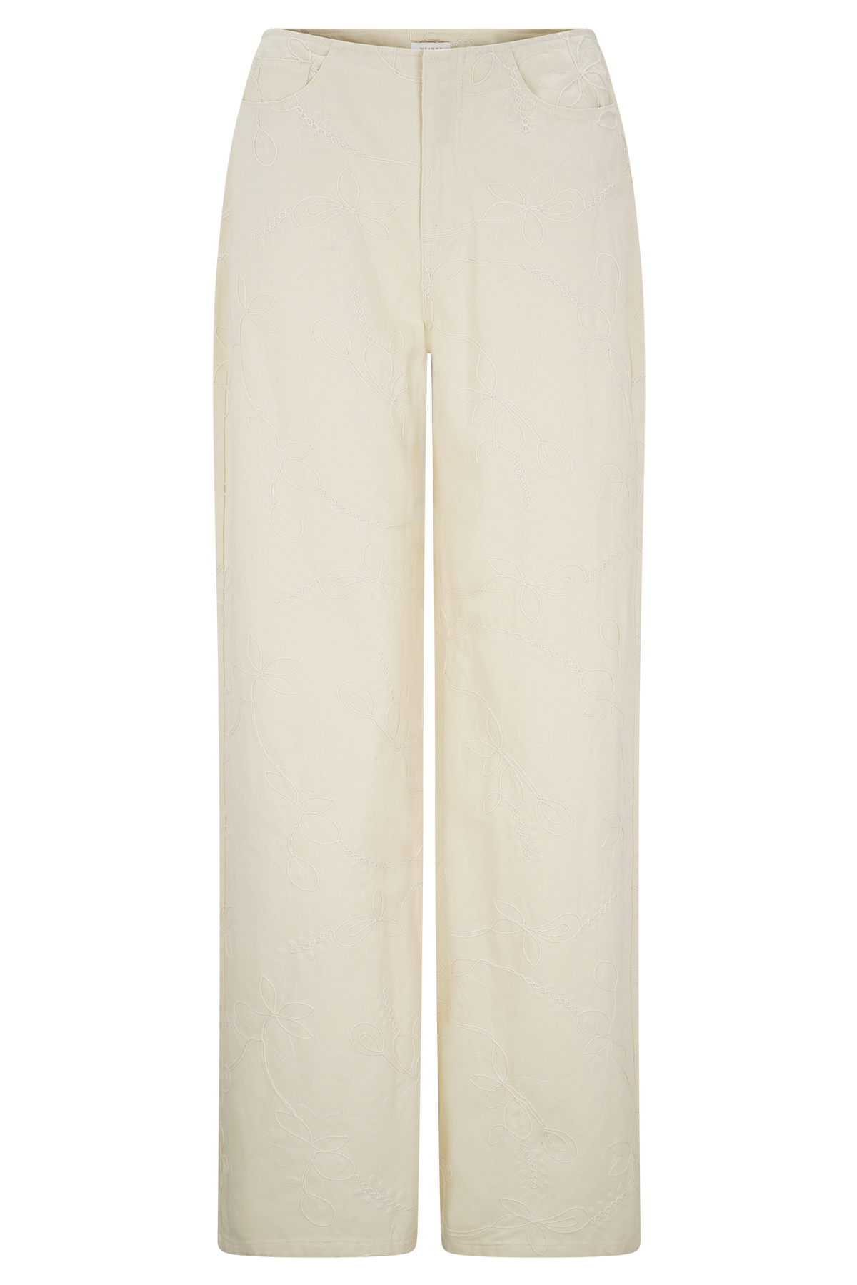 Ebony Embroidered Denim Jeans - Cream #9