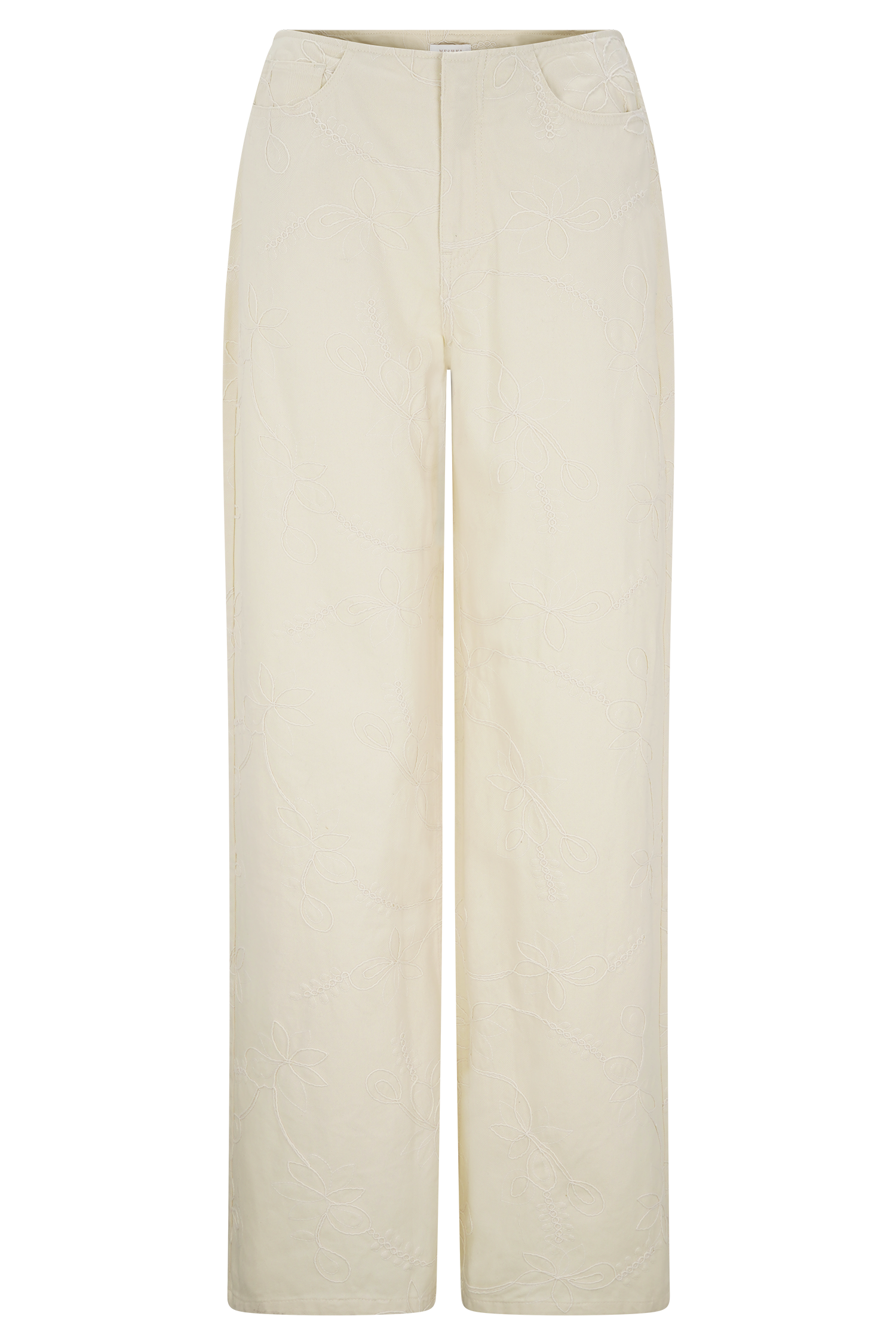 Ebony Embroidered Denim Jeans - Cream #9