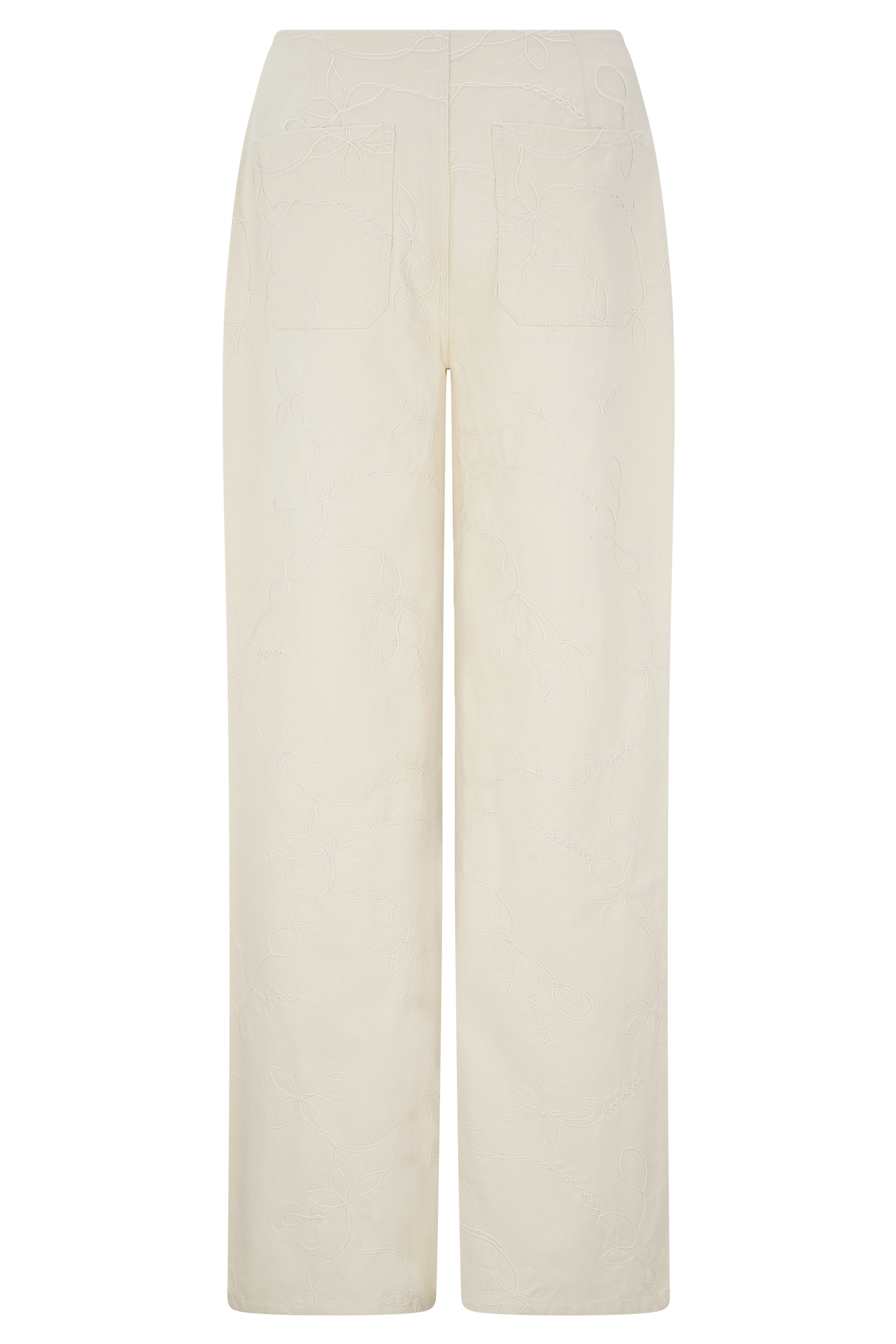 Ebony Embroidered Denim Jeans - Cream #8