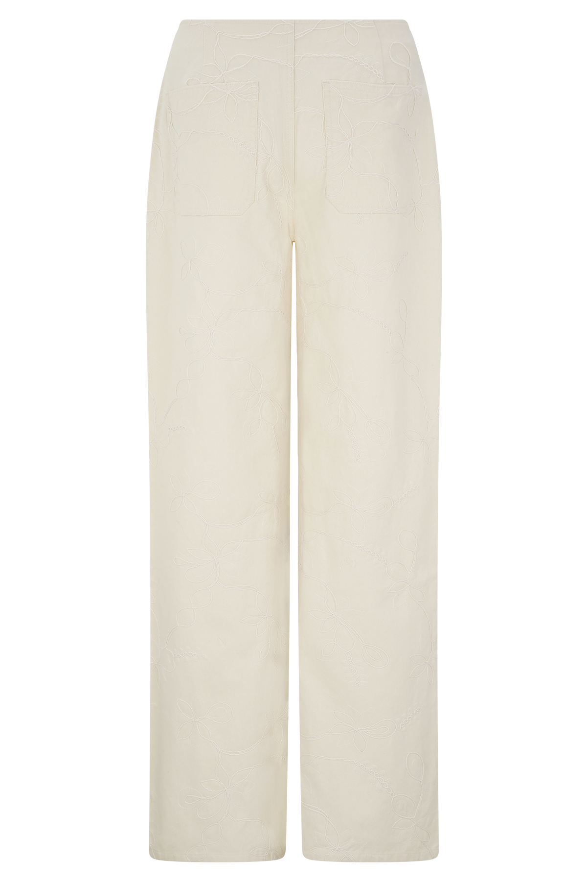 Ebony Embroidered Denim Jeans - Cream #8