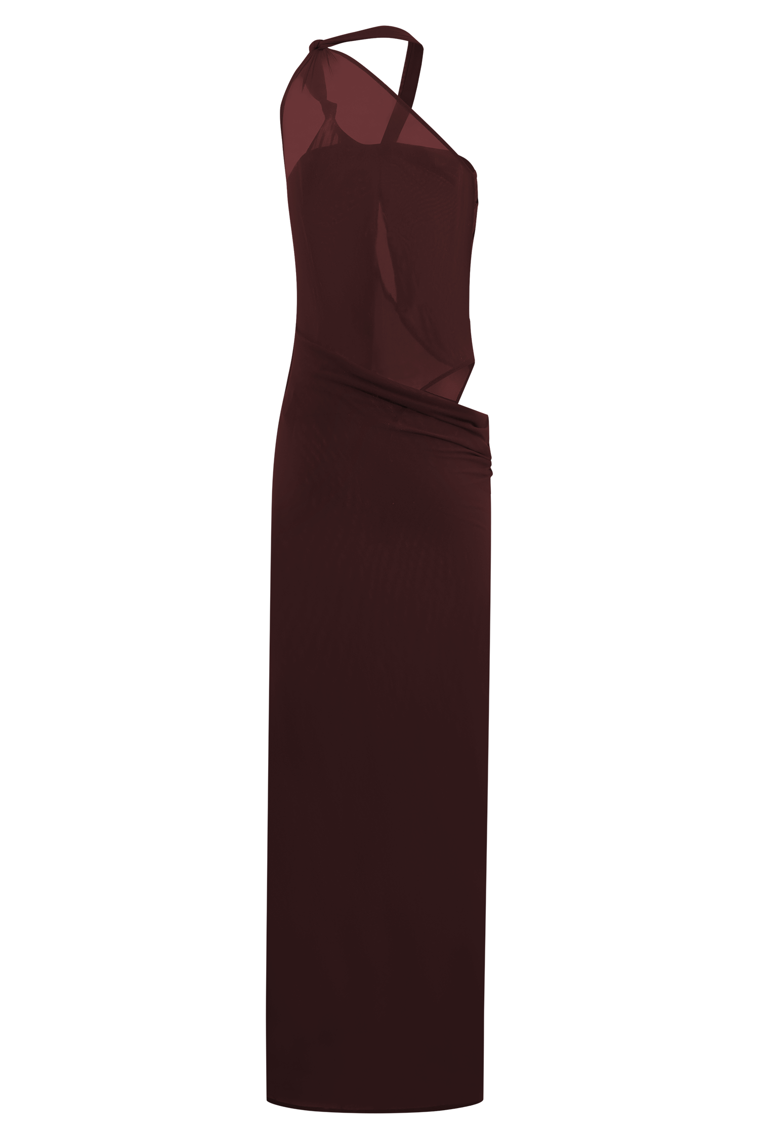 Edwina Knotted Mesh Maxi Dress - Mahogany #6