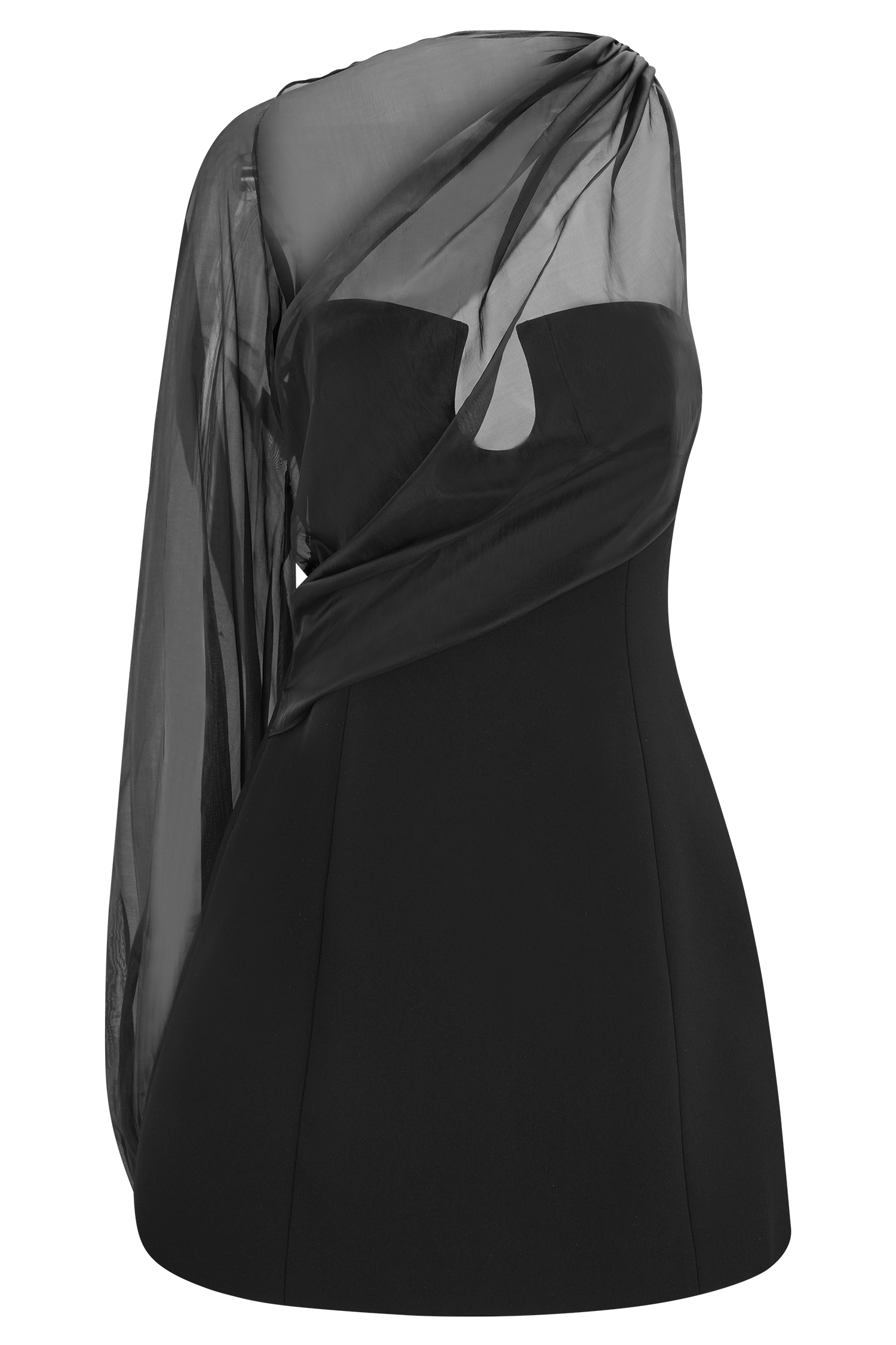 Effie Organza One Sleeve Mini Dress - Black #9