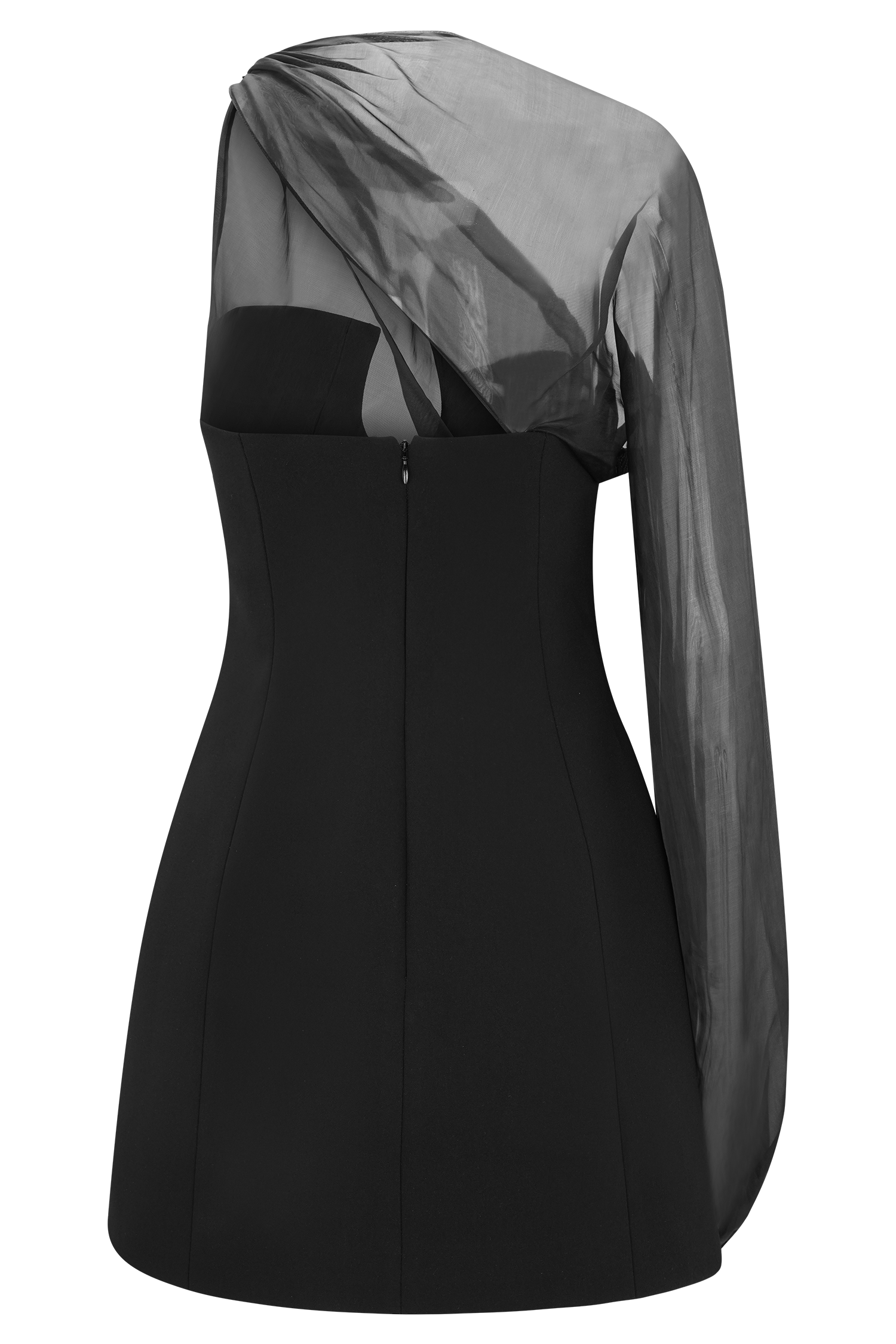 Effie Organza One Sleeve Mini Dress - Black #8