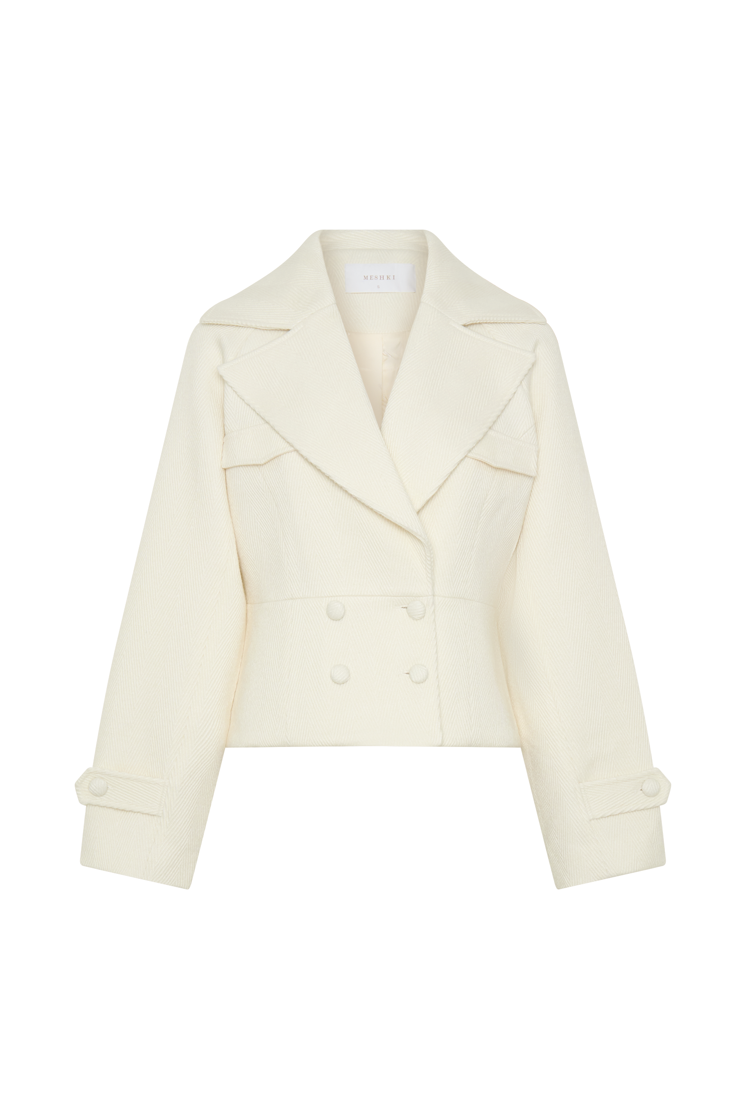 Elara Cropped Collared Jacket - Ivory #10