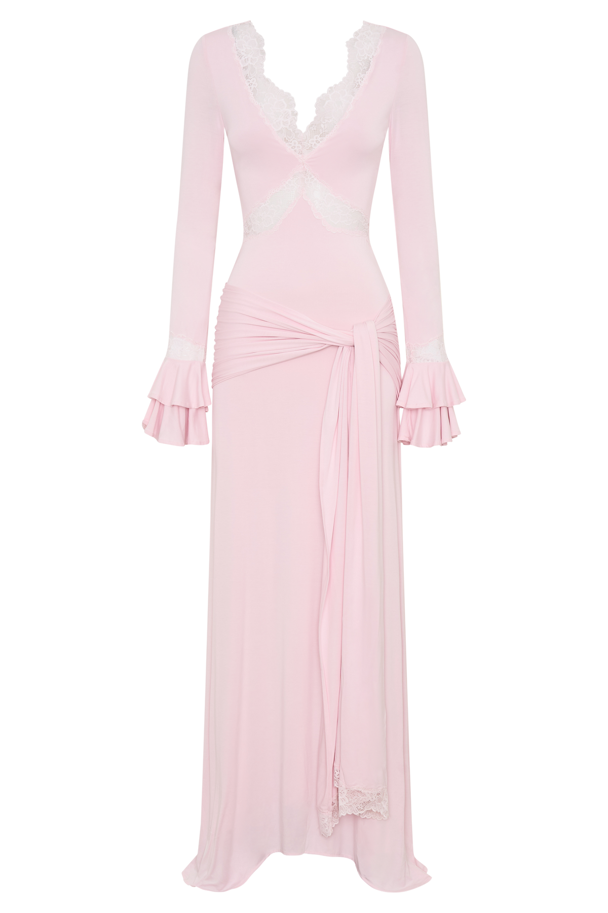 Electra Slinky Lace Maxi Dress - Ballet Pink #9