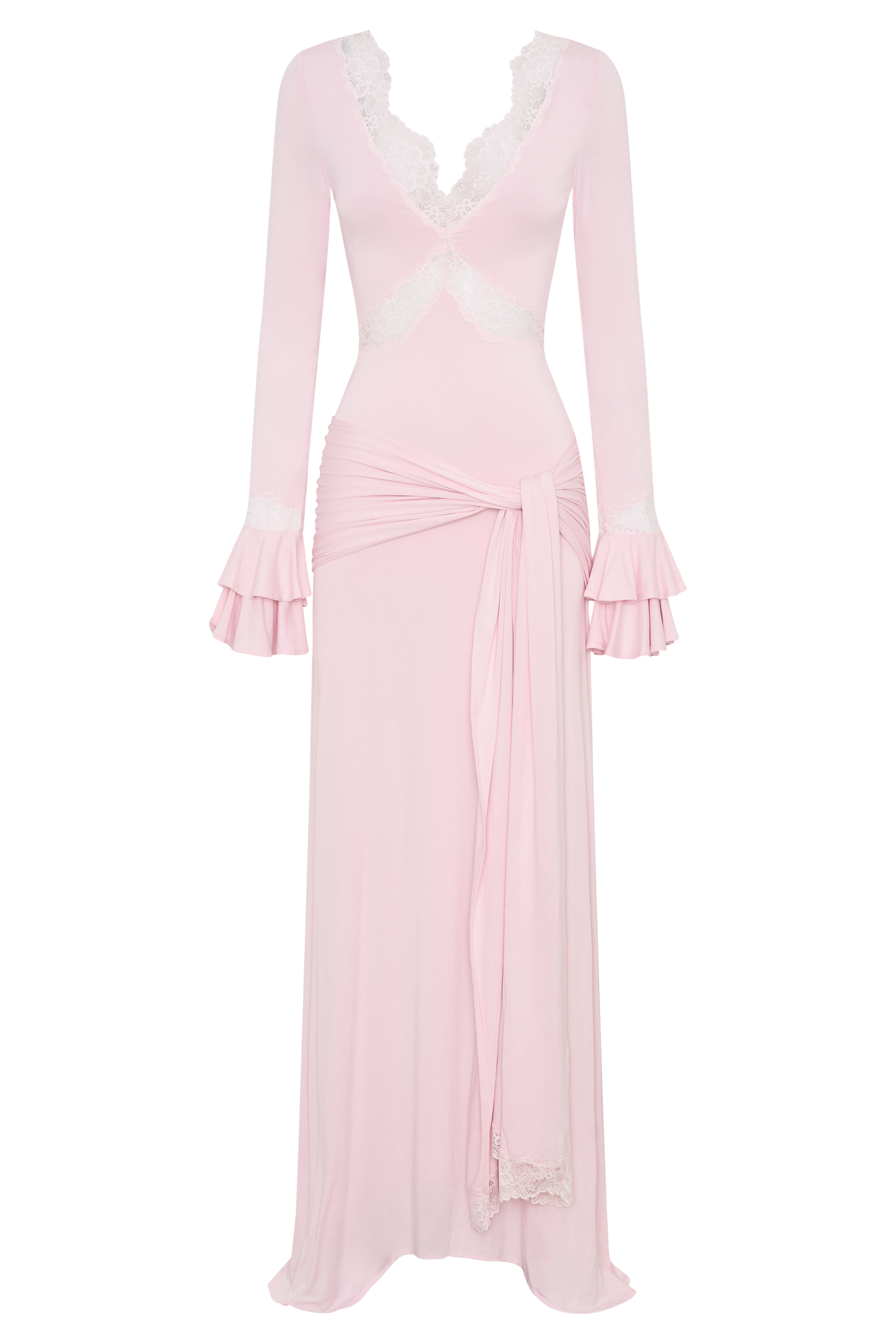 Electra Slinky Lace Maxi Dress - Ballet Pink #9