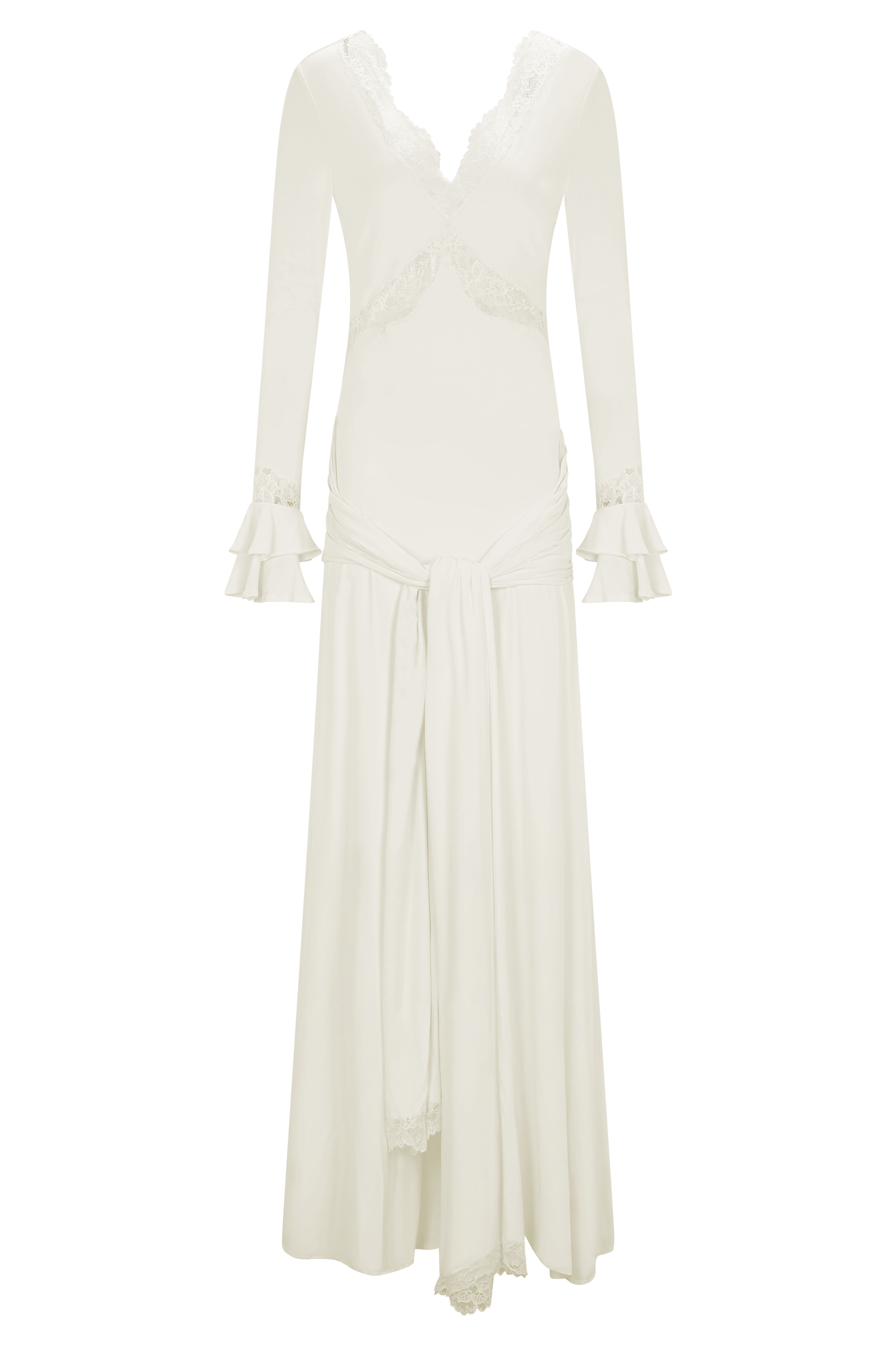 Electra Slinky Lace Maxi Dress - Ivory #11